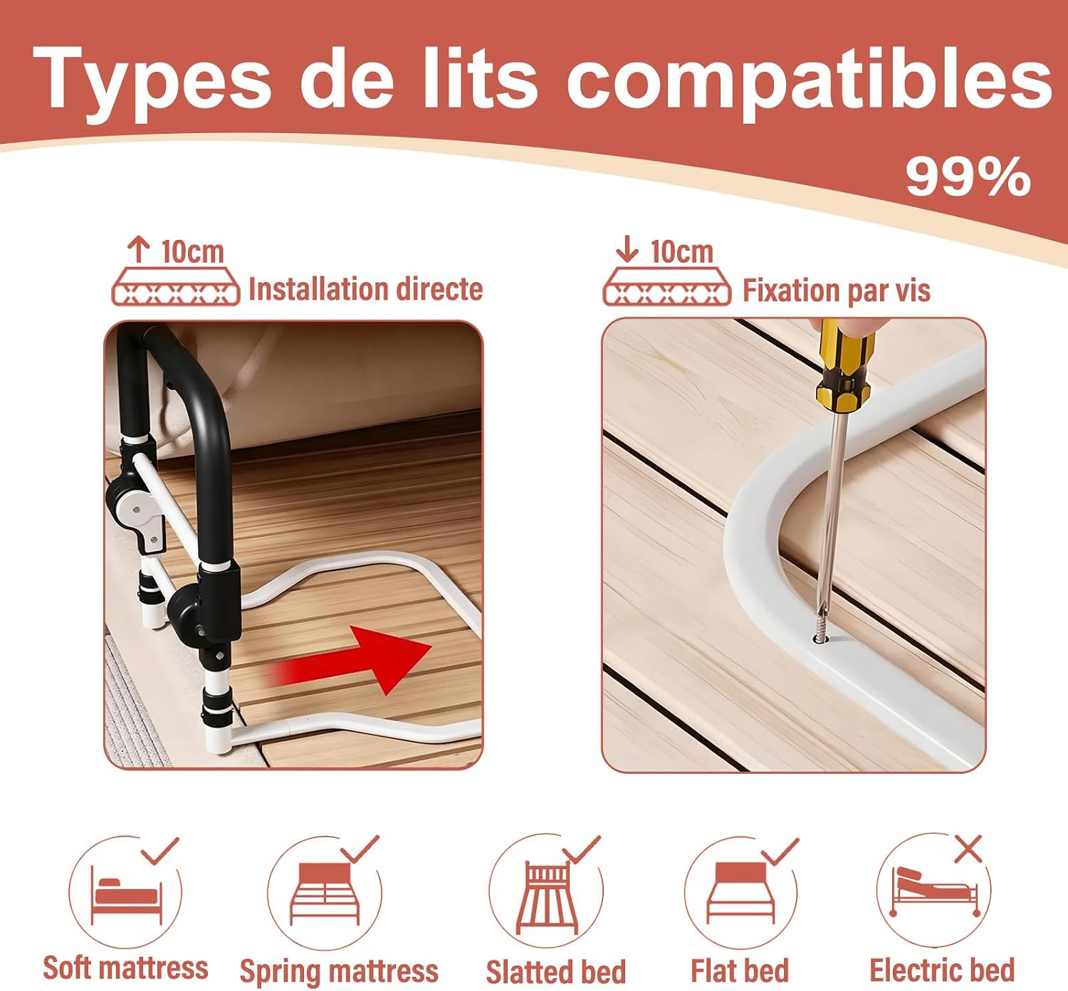 Thumbnail 4 de CYHWQ Foldable Bed Guard: Adjustable Bed Rails for Elderly and Limited Mobility