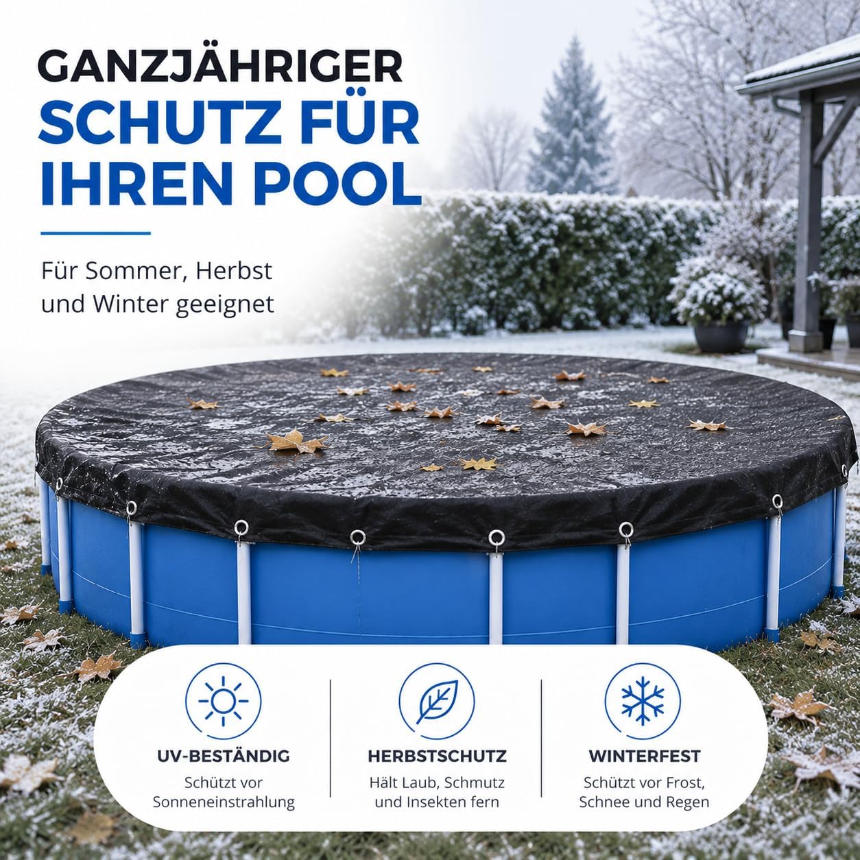 Detalle de Telo di copertura per piscina rotonda extra spesso 200 g/m², nero, Ø 680 cm