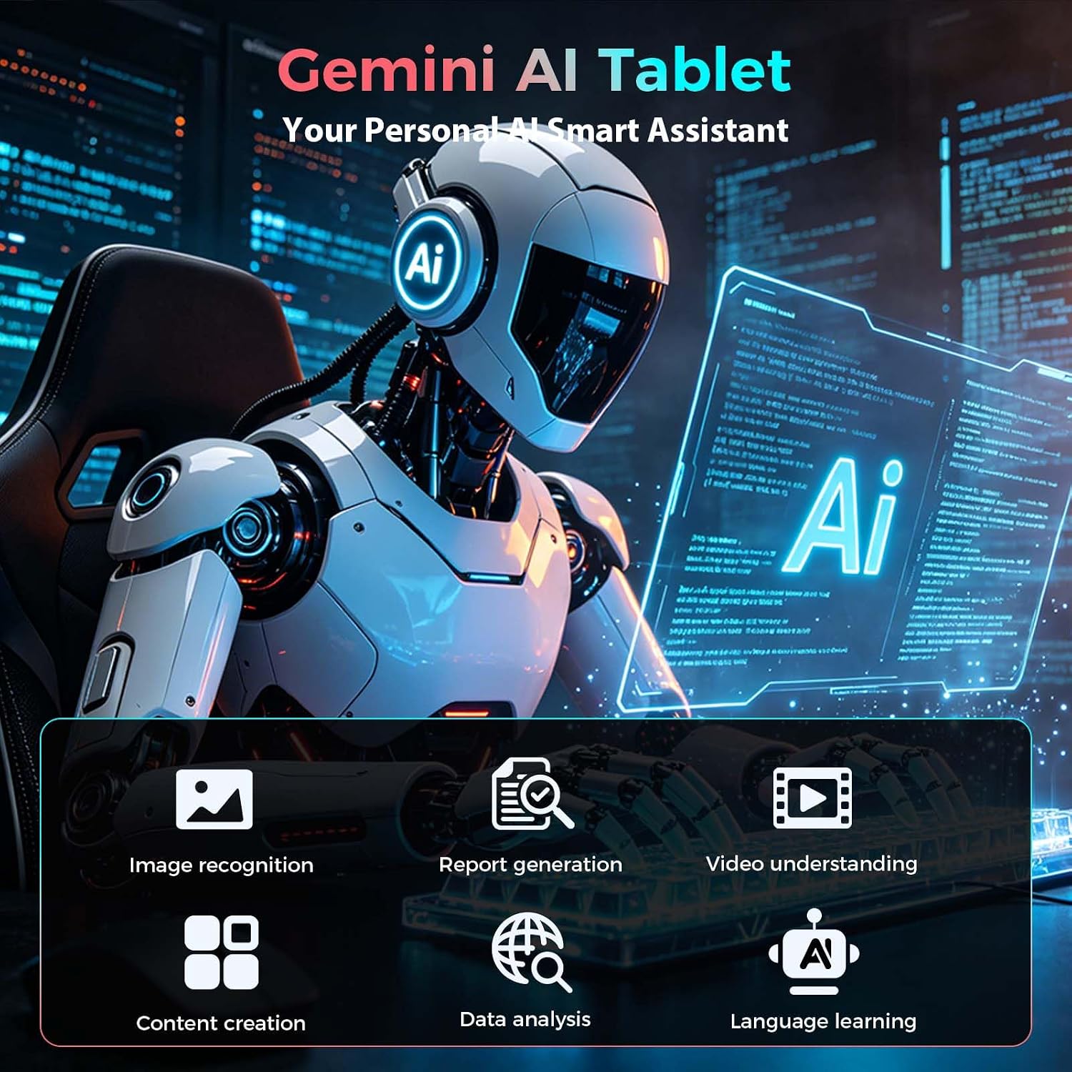 Detalle de 13 Inch Android 16 Tablet with Keyboard (2-in-1) – 32GB RAM + 256GB, up to 2TB Expand, Gemini AI