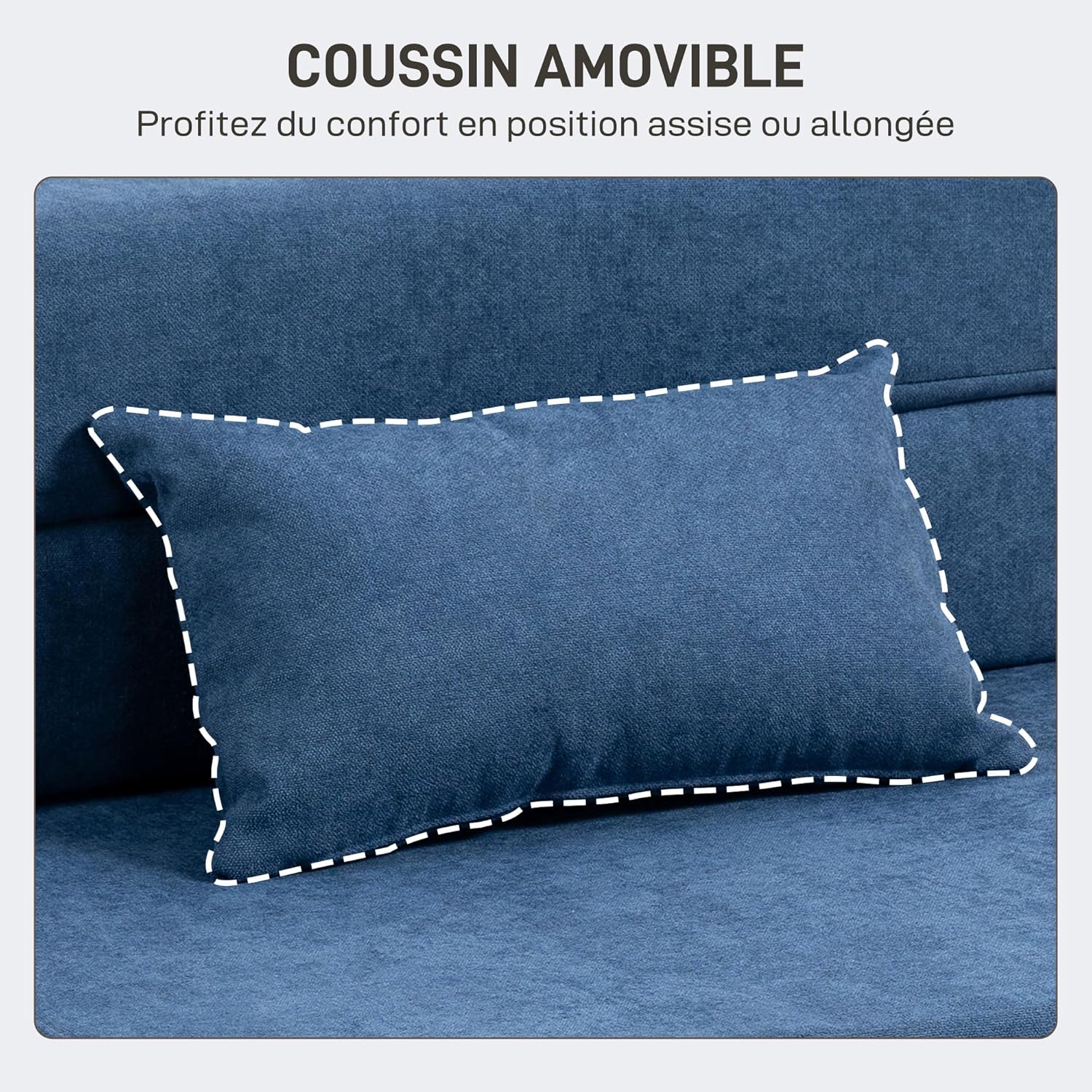 Thumbnail 5 de HOMCOM Fauteuil Convertible 1 Place 3 en 1 – Canapé de sol pliant en flanelle bleue, 210 cm