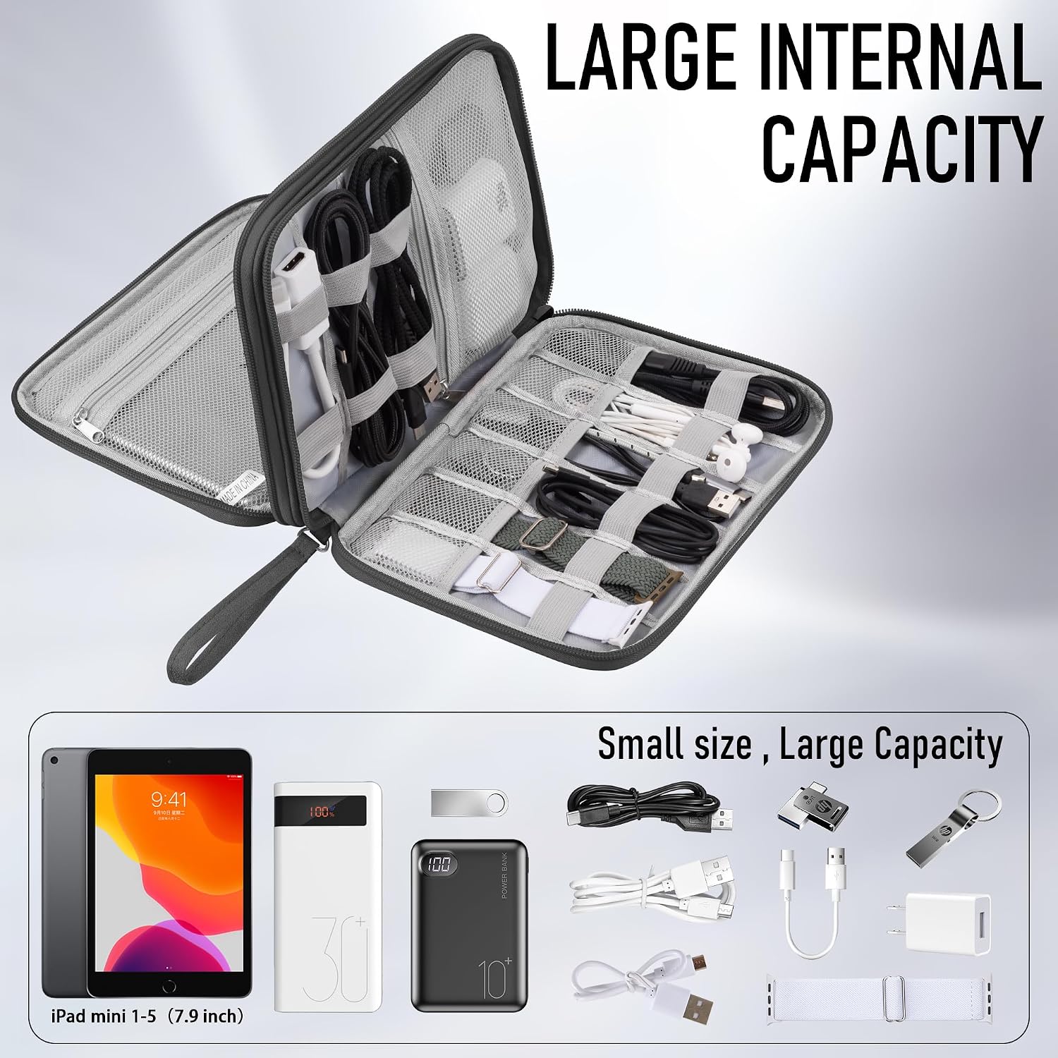 Thumbnail 2 de Arae Electronic Accessories Organizer Travel Cable Bag (Large) – Dark Grey