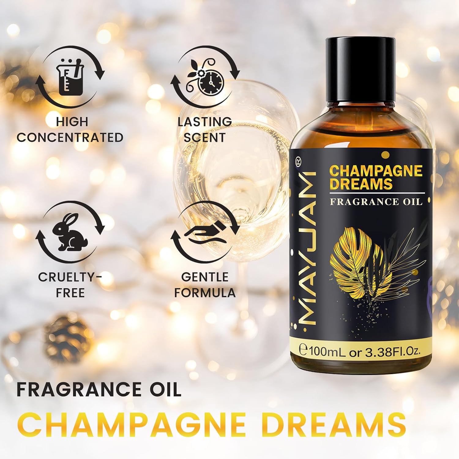 Detalle 2 de MAYJAM Champagne Dreams Fragrance Oil, 100 ml Amber Glass Bottle
