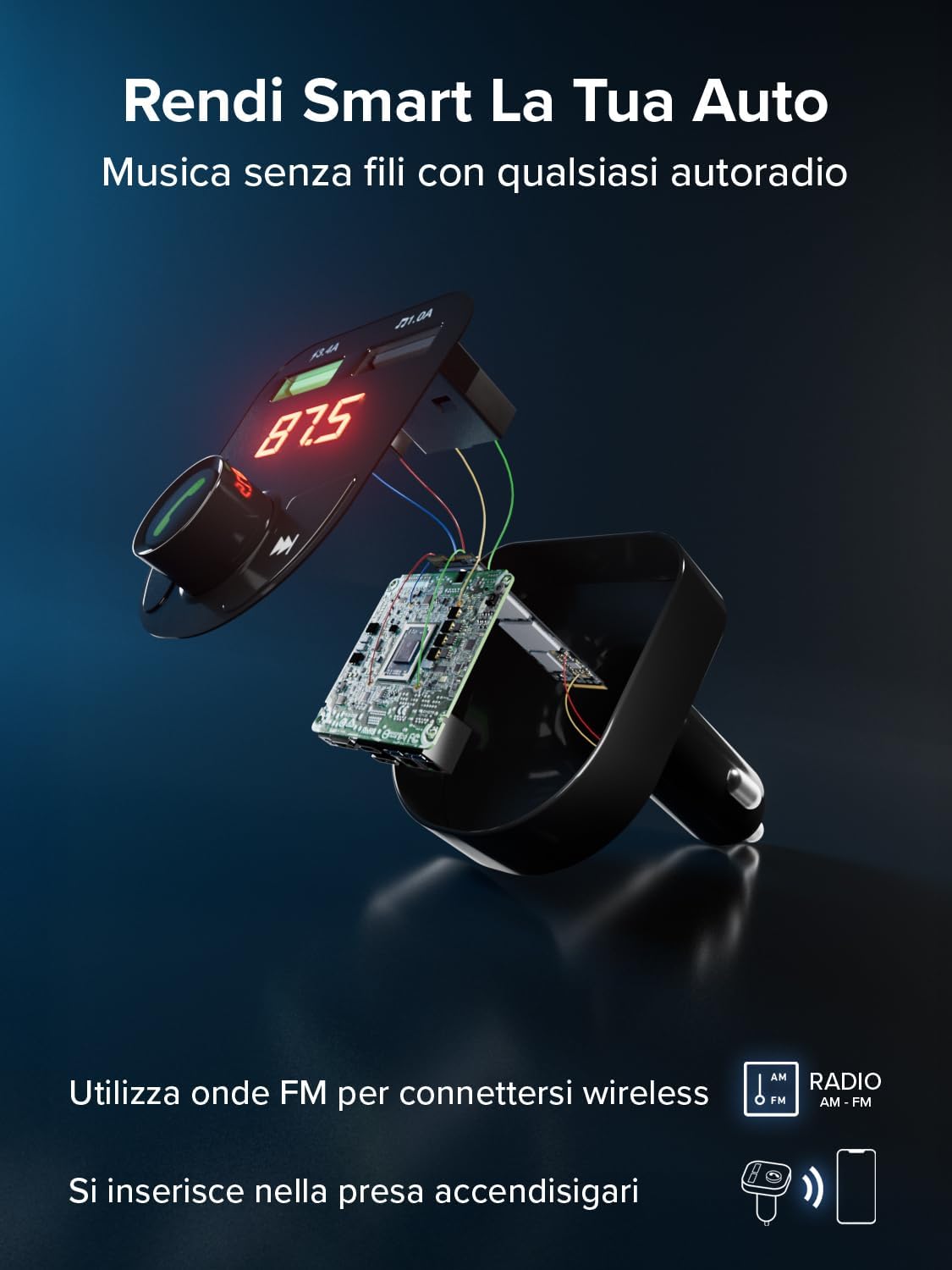 Detalle de SBS Carica Batteria Auto 15W con FM