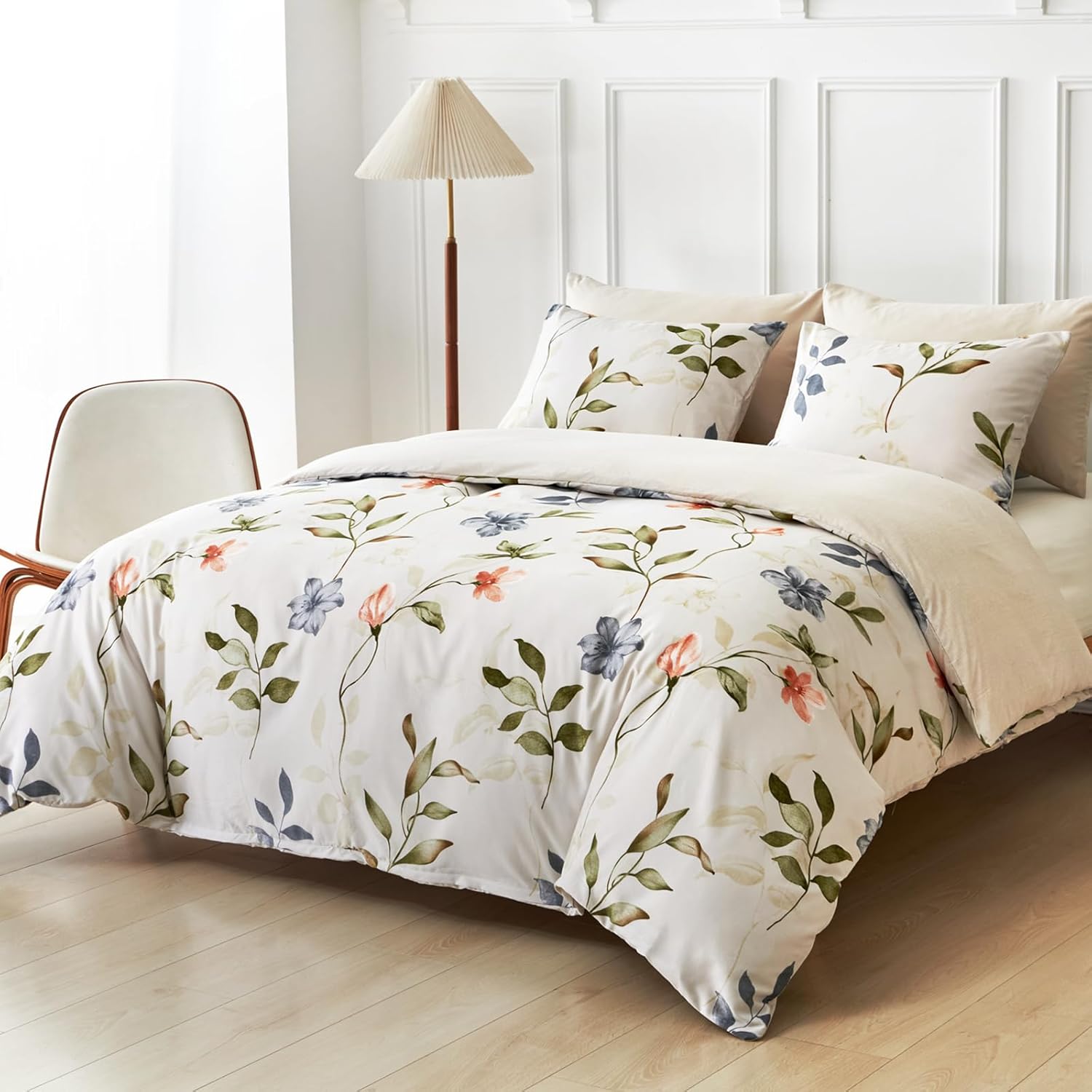 Thumbnail 1 de Lekesky King Size Duvet Cover Set with Botanical Print