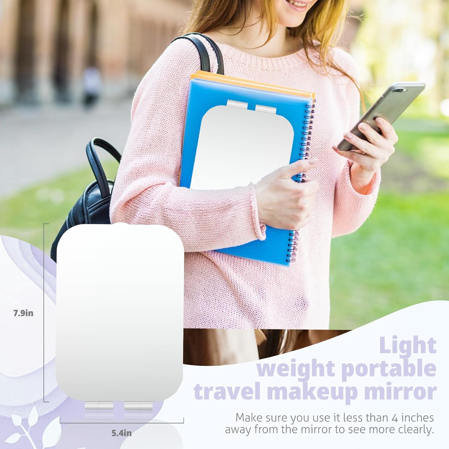 Thumbnail 6 de TREASO Travel Makeup Mirror with 3 Adjustable Light Settings (USB-Rechargeable, Portable)