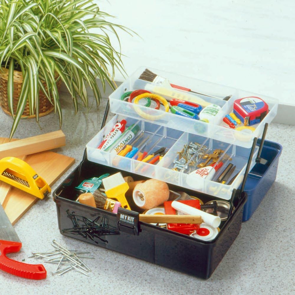 Detalle de アイリスオーヤマ マイキット 工具収納ケース 幅40×奥行22×高さ22cm、2段式トレー付き
