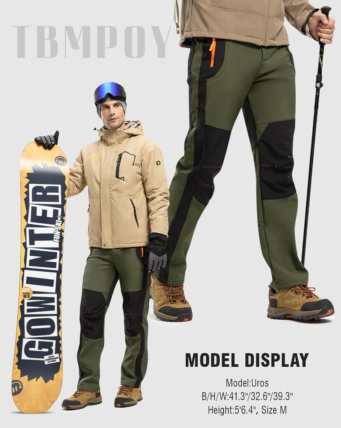 Thumbnail 6 de TBMPOY Men's Snow Ski Hiking Pants Waterproof 1️⃣