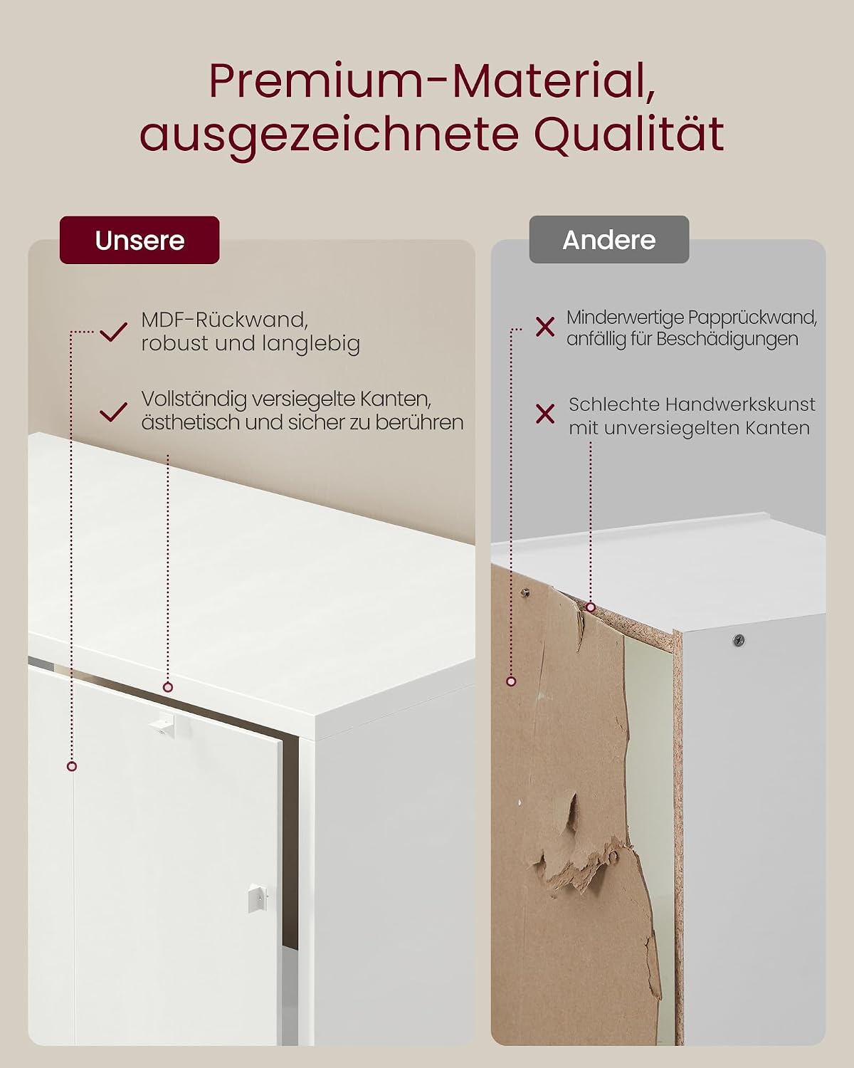 Detalle de VASAGLE Libreria a 4 ripiani regolabili 121,5 cm