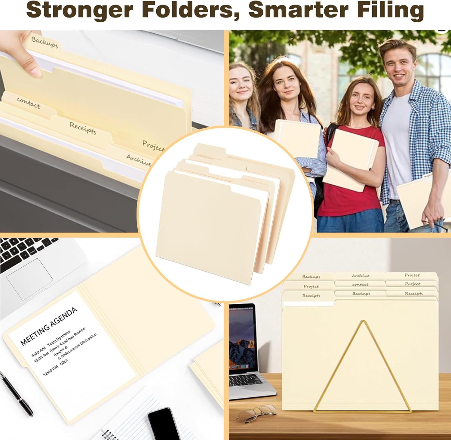 Detalle de WritePads Manila Folder-100 Manila File Folders, Letter Size, 1/3-Cut Tabs, 100 Pack