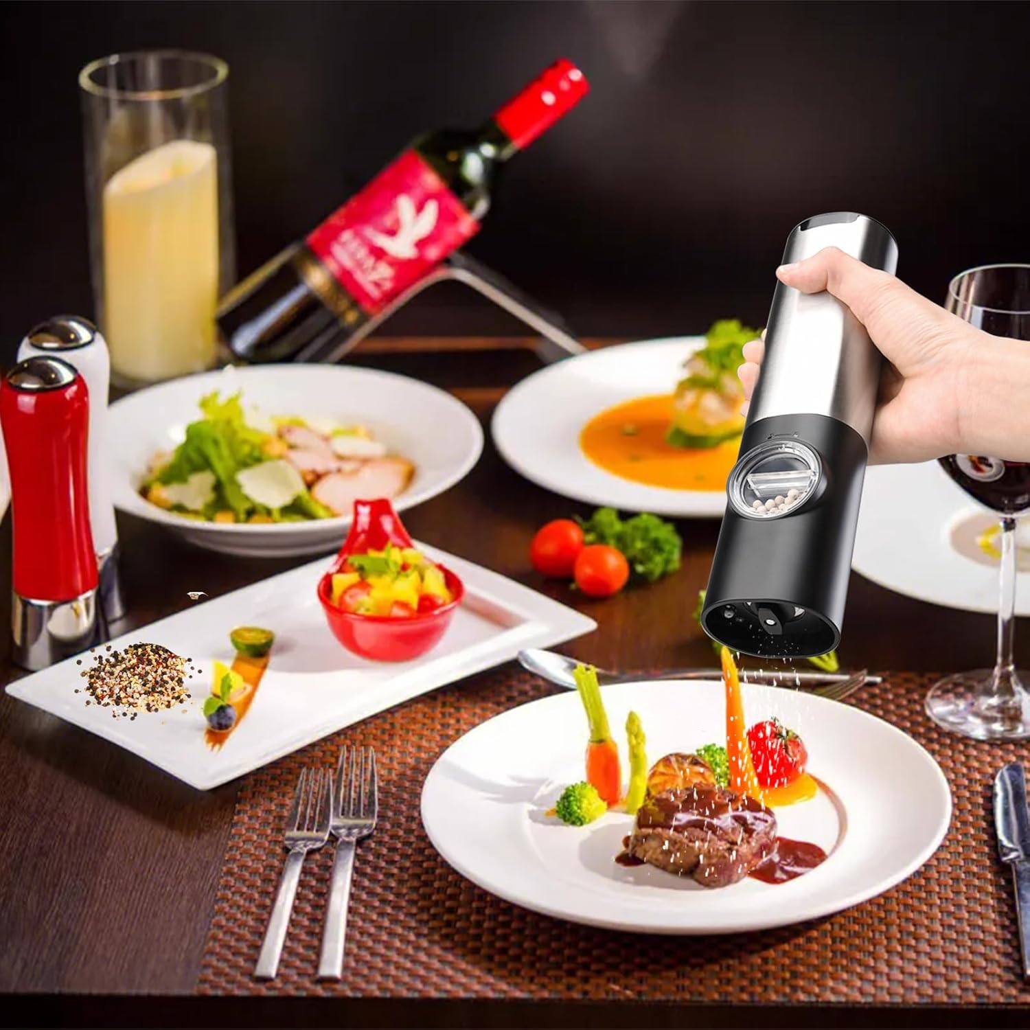 Thumbnail 5 de IraXpro Electric Salt & Pepper Grinder Set with Rechargeable Base