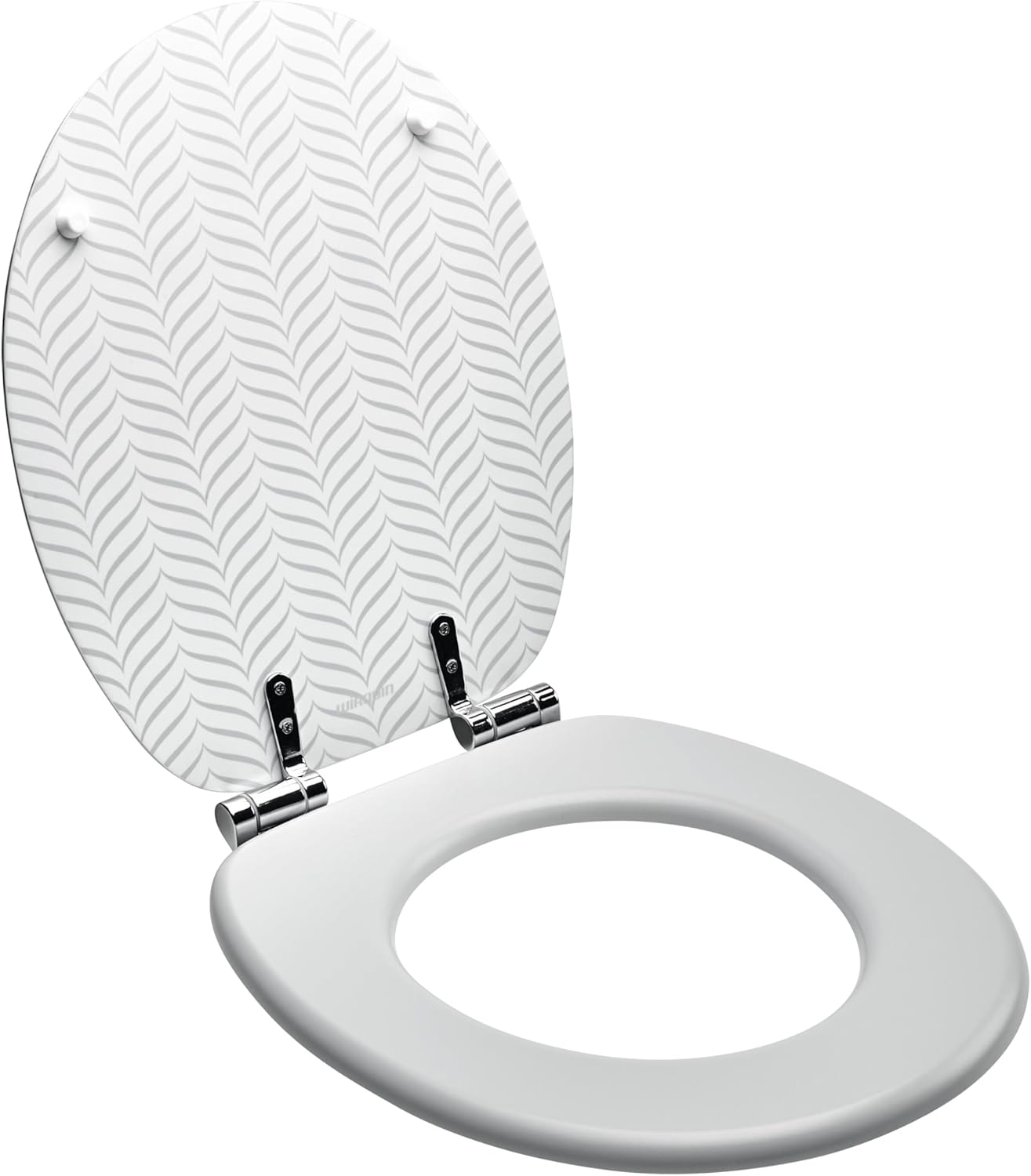 Thumbnail 1 de Wirquin 20722977 Abattant WC Woody Chevrons – MDF blanc mat, frein de chute et charnières inox (100% FSC)