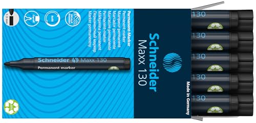 Detalle de Schneider Maxx 130 Permanent-Marker mit Rundspitze – 10er-Packung, schwarz