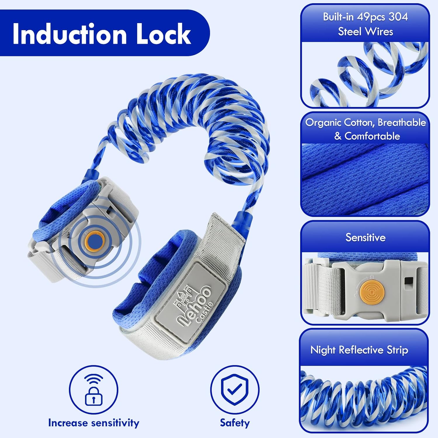 Thumbnail 1 de Lehoo Castle Baby Walking Reins (1.5m) with Induction Lock and Reflective Strip – Dark Blue