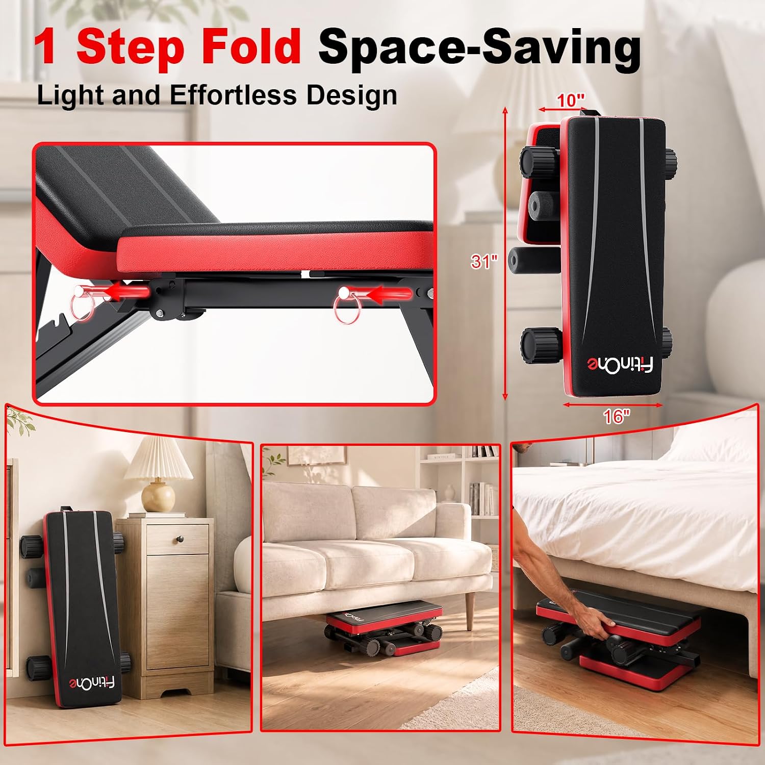Detalle de FitinOne Adjustable Weight Bench 660 lbs Capacity