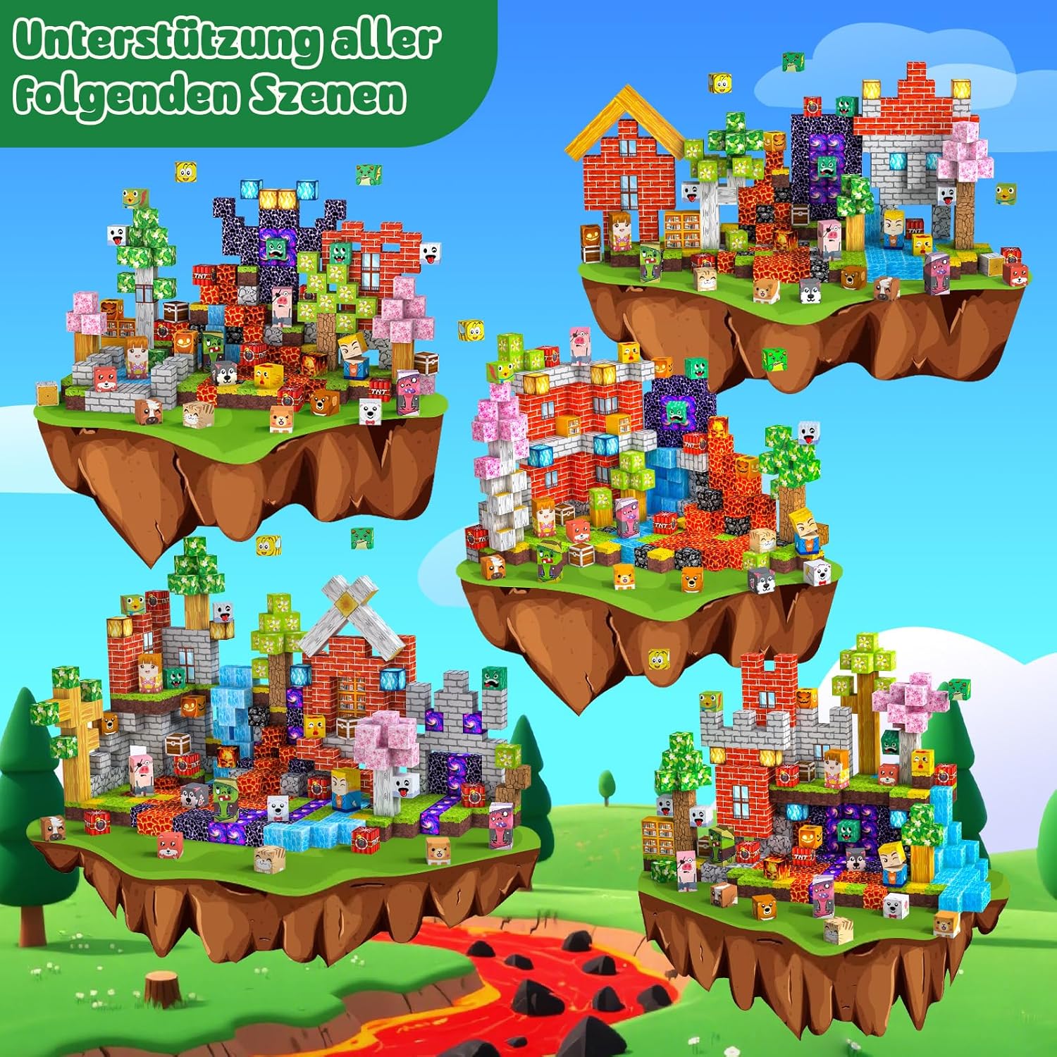 Detalle de Magnetische Bausteine 330 PCS – 2 cm Magnetbausteine für Kinder ab 3 Jahre
