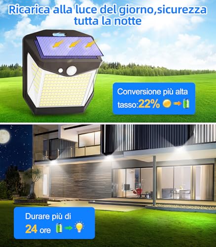 Detalle 2 de Luci LED Esterno Giardino Solare Vanranger 248 LED – Illuminazione solare esterna con sensore PIR e 270°