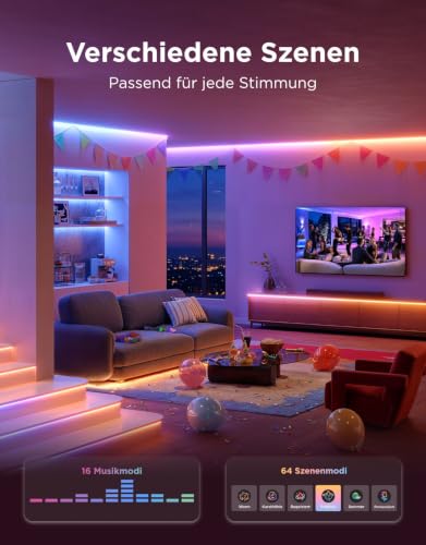 Detalle de Govee COB Strip Light 2 – RGBIC LED-Streifen, 5 m, Weißbereich 1.000–10.000 K, mit Matter