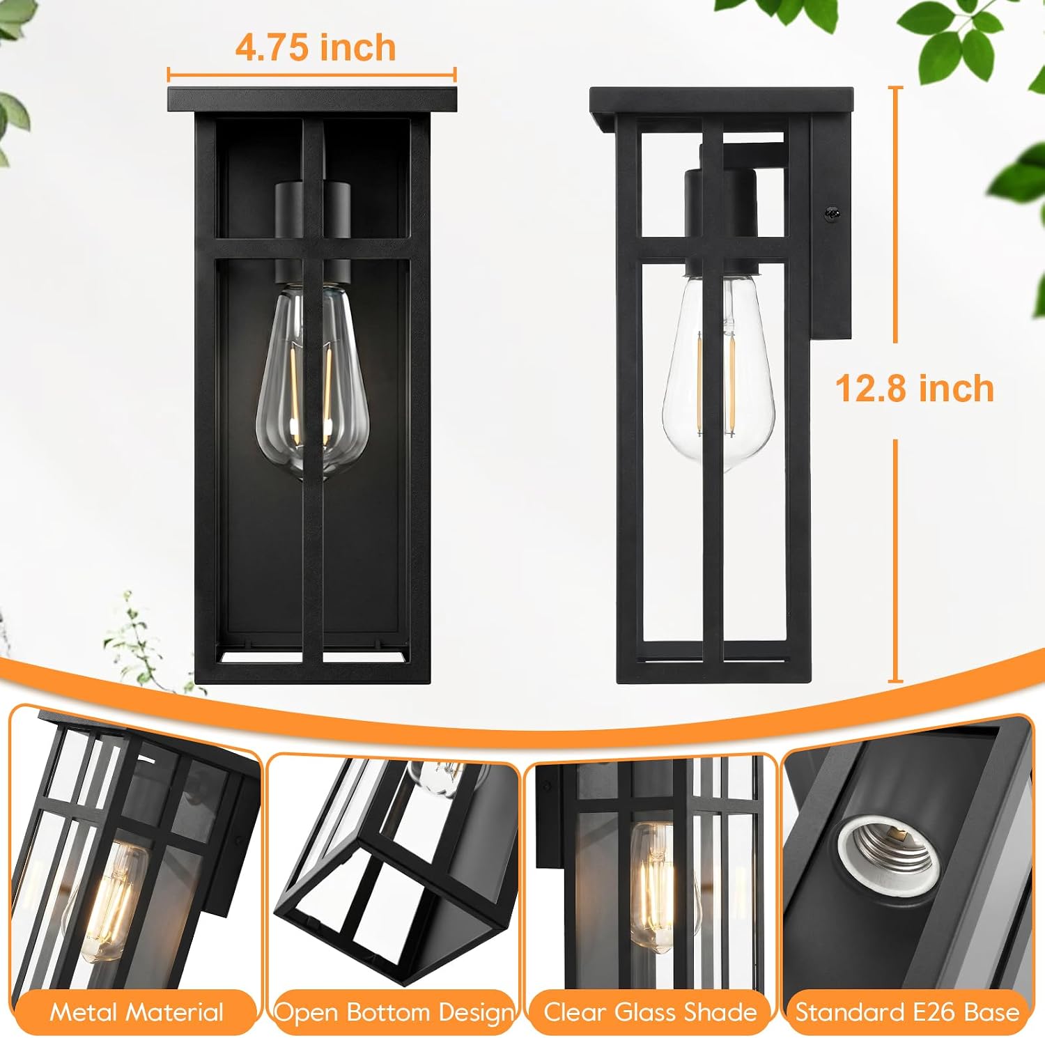 Detalle 2 de BesLowe Outdoor Wall Light with E26 Socket