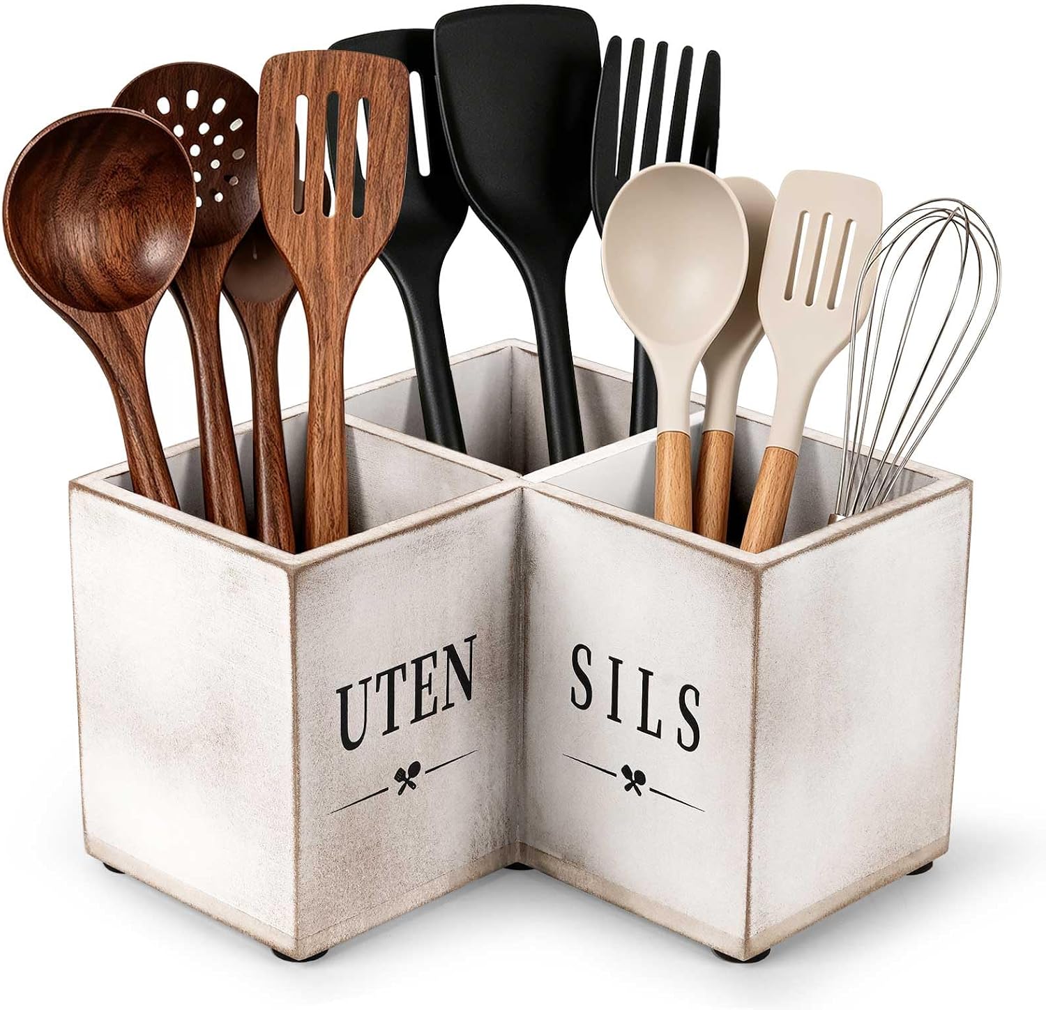 Detalle de Natheeph Kitchen Utensil Holder, 3-Compartment