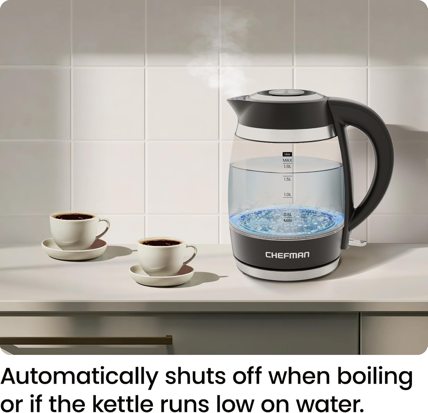 Thumbnail 6 de Chefman Electric Kettle 1.8L, Borosilicate Glass