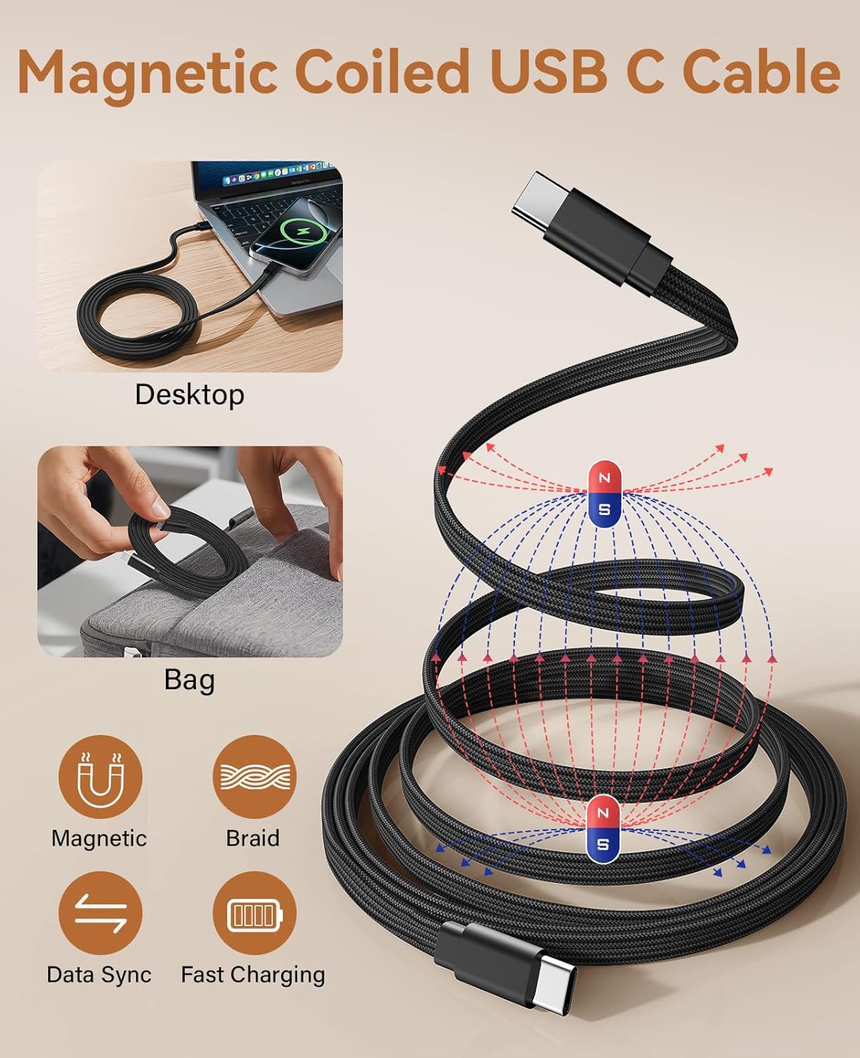 Thumbnail 1 de Magtame Magnetisches USB C zu USB C Kabel 60W 1m