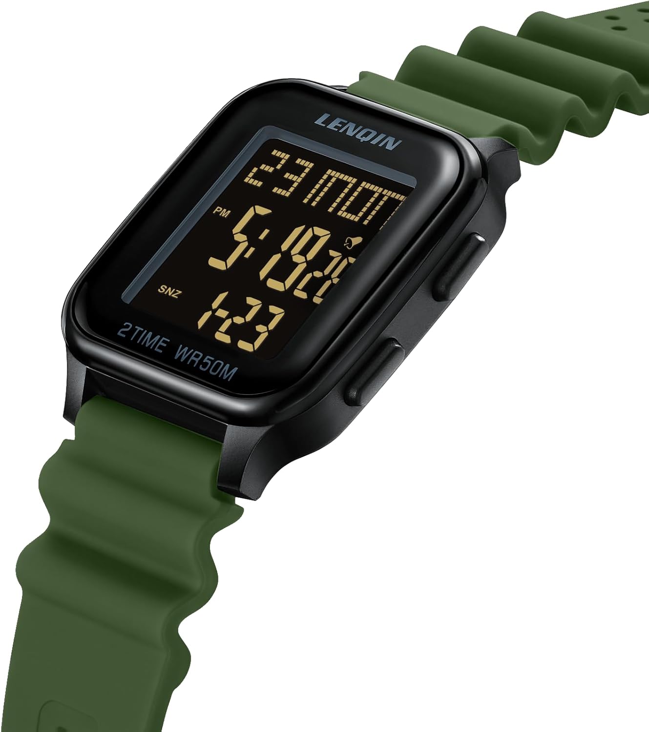 Detalle de LN LENQIN Herren Digitaluhr mit Alarm, Stoppuhr und LED-Hintergrundbeleuchtung (30 m wasserdicht)