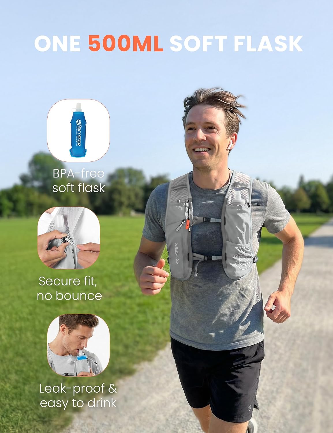 Thumbnail 3 de SKYSPER Gilet Idratazione 12L – Zaino da Corsa 500 ml: leggerezza, comfort e versatilità per trail e maratone