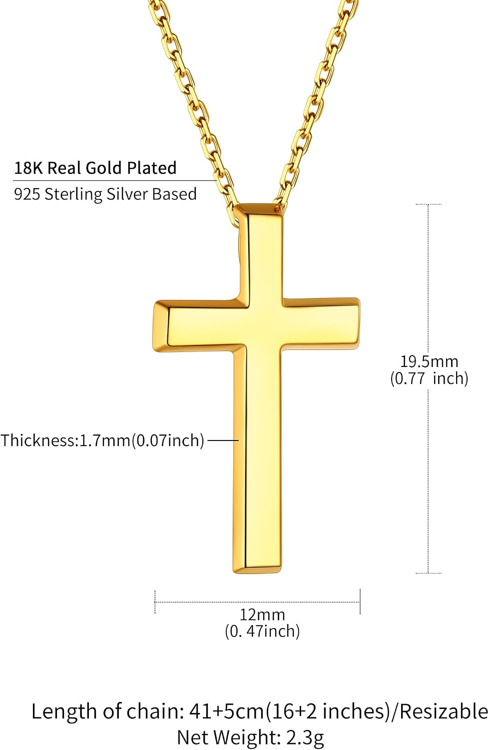 Thumbnail 4 de ChainsHouse Chaine Croix 55 cm Collier religieux
