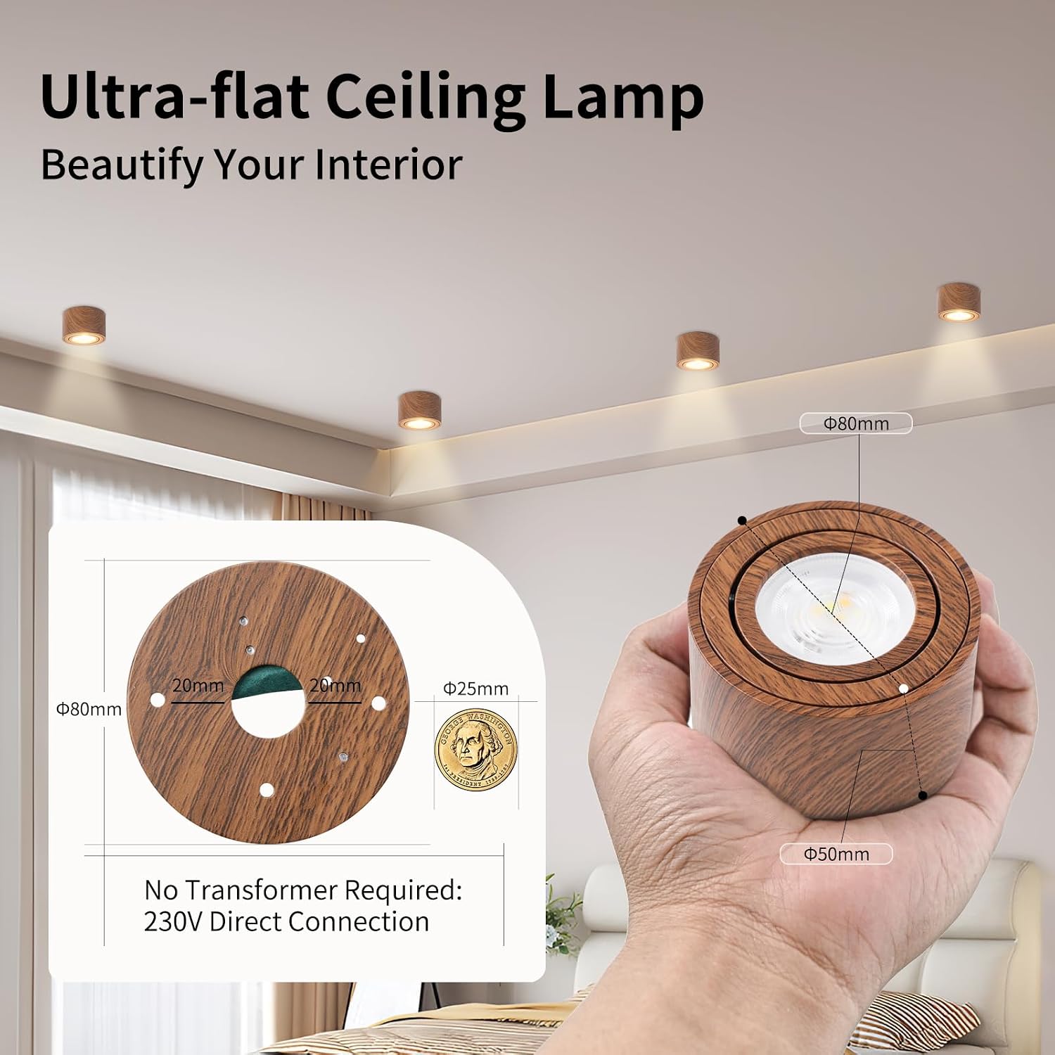 Detalle 2 de GeyouLux LED Aufbauspot 80 x 50 mm dimmbar