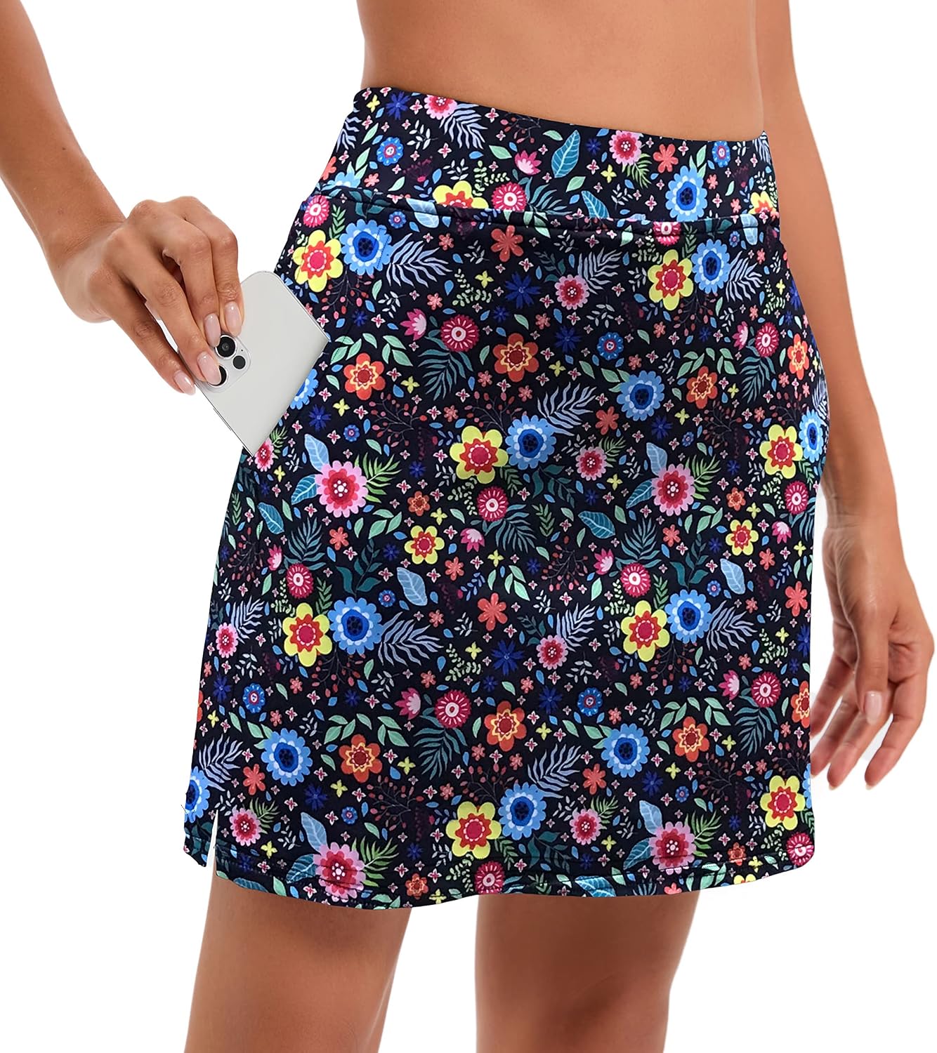 Detalle de Timuspo Damen Tennisrock mit Hose – Kurzer Hosenrock mit Taschen, Sommer-Sport-Skirt für Golf, Tennis, Laufen & more