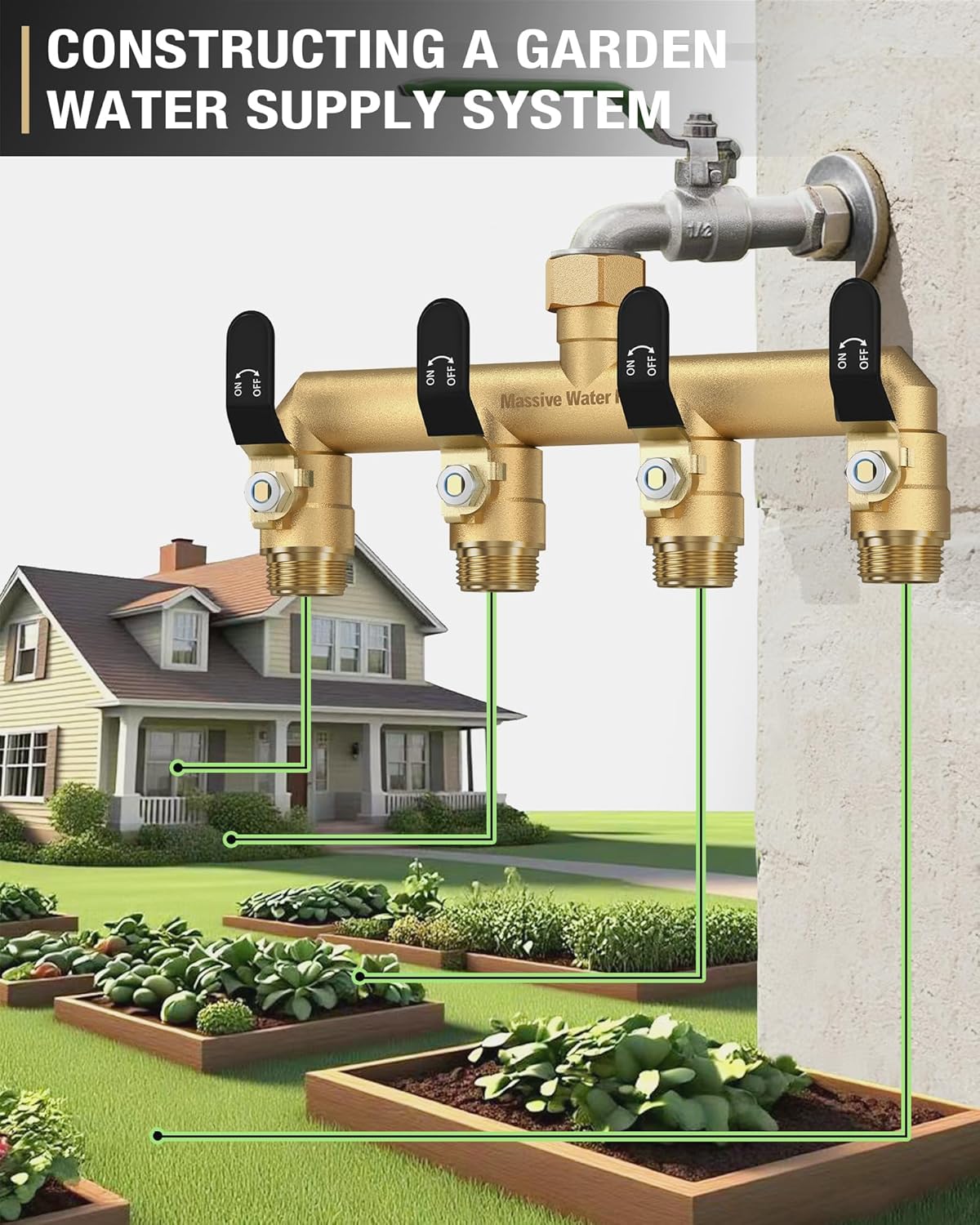 Thumbnail 1 de HugWaFlw Outdoor Tap Splitter 4-way garden hose splitter (3/4 inch) in solid brass