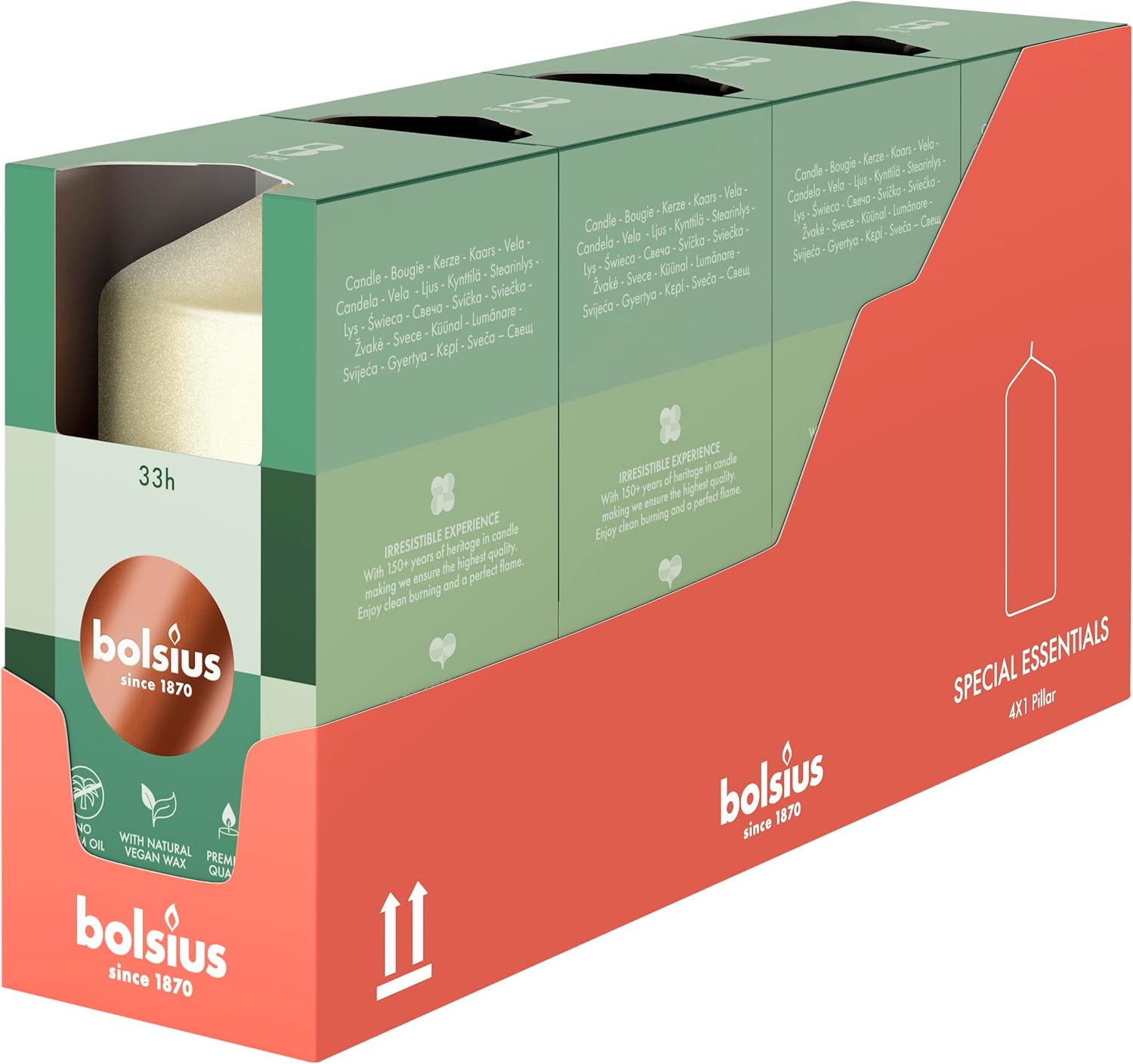 Thumbnail 5 de Bolsius Special Essentials: 4 bougies pilier métallisé argenté et blanc — 12x6 cm