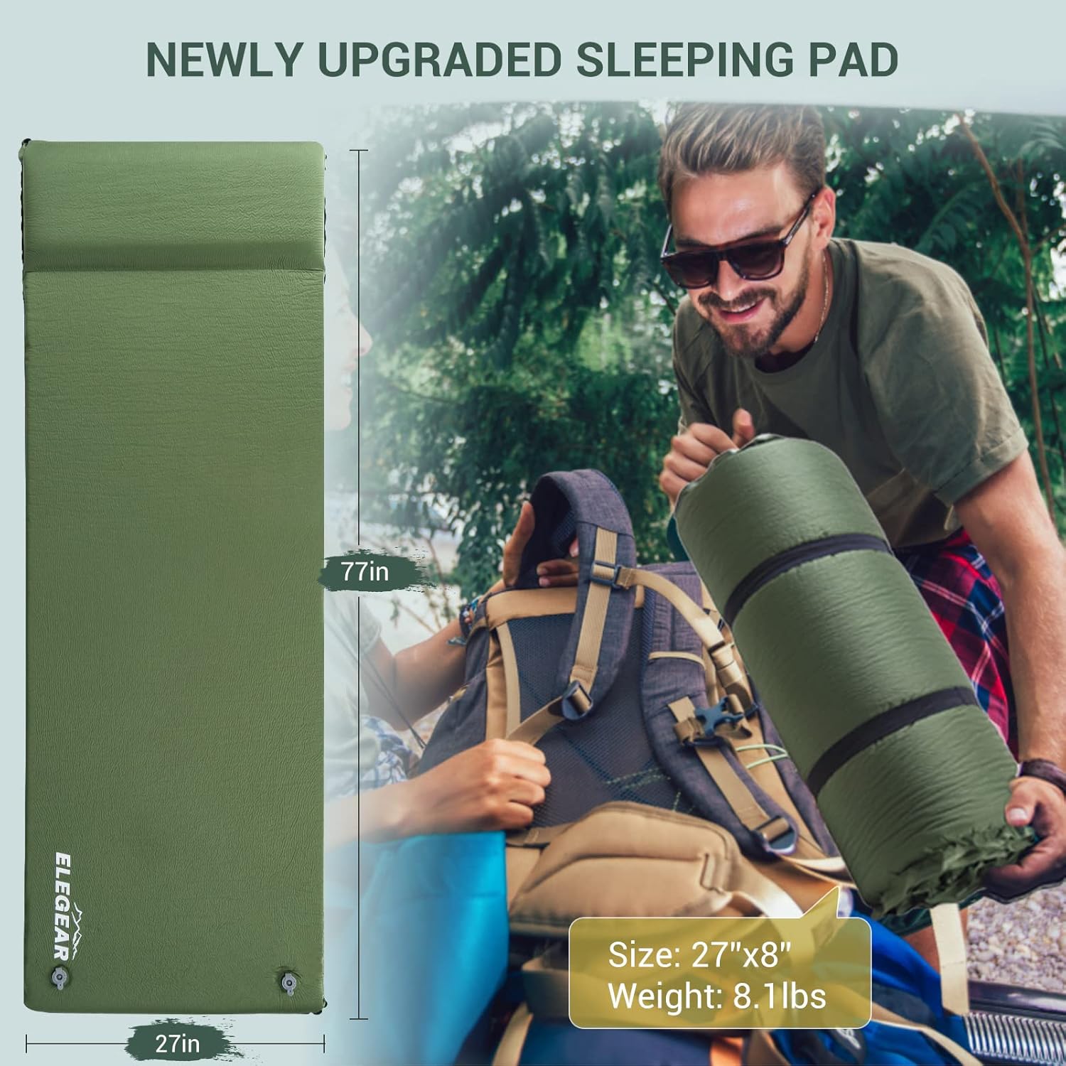 Thumbnail 4 de Elegear CumbreX Self-Inflating Sleeping Pad — 3.15-Inch Ultra-Thick Memory Foam with Fast Inflate for All-Season Comfort