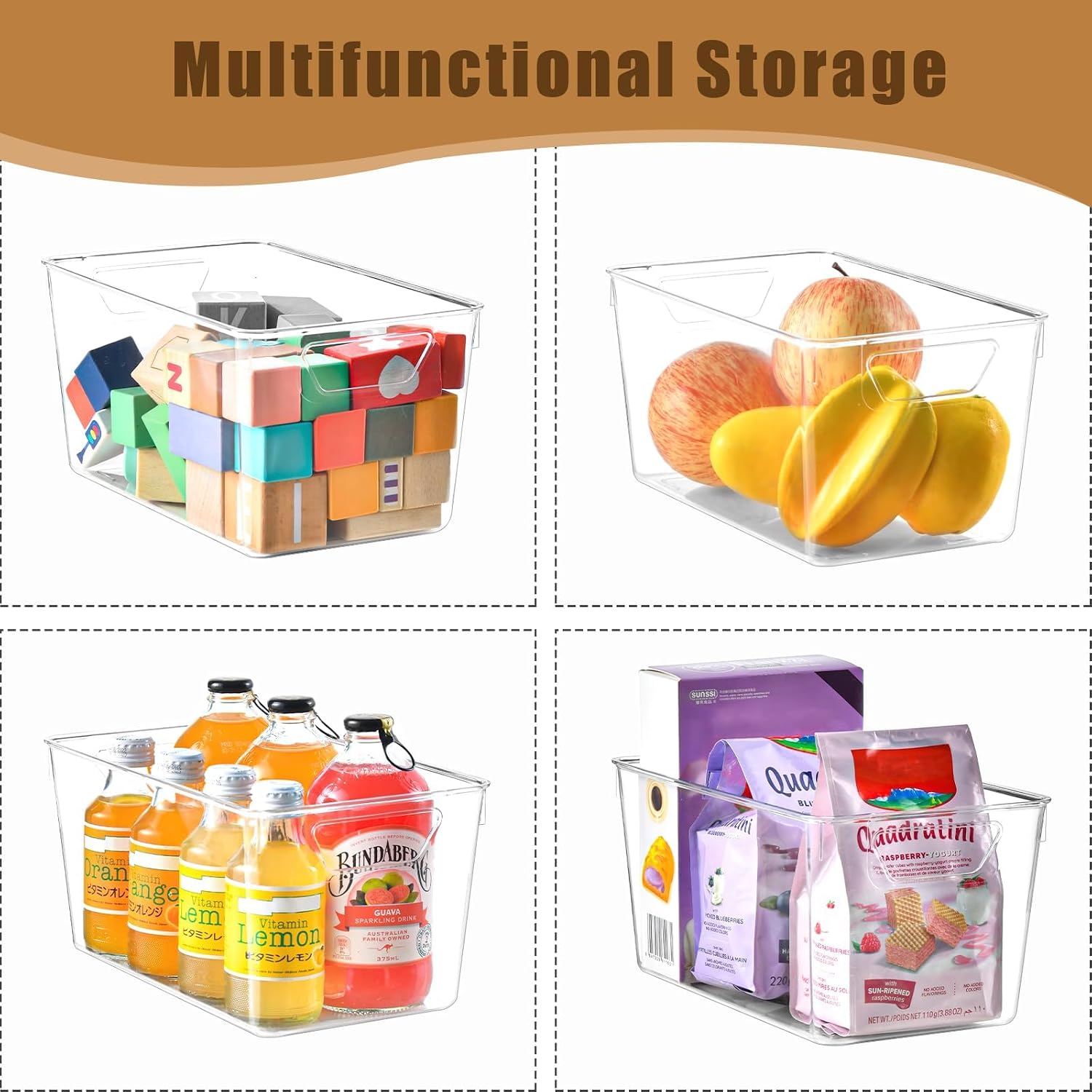 Detalle 2 de Freebat 12 Pack Large Clear Storage Bins for Pantry 🗂