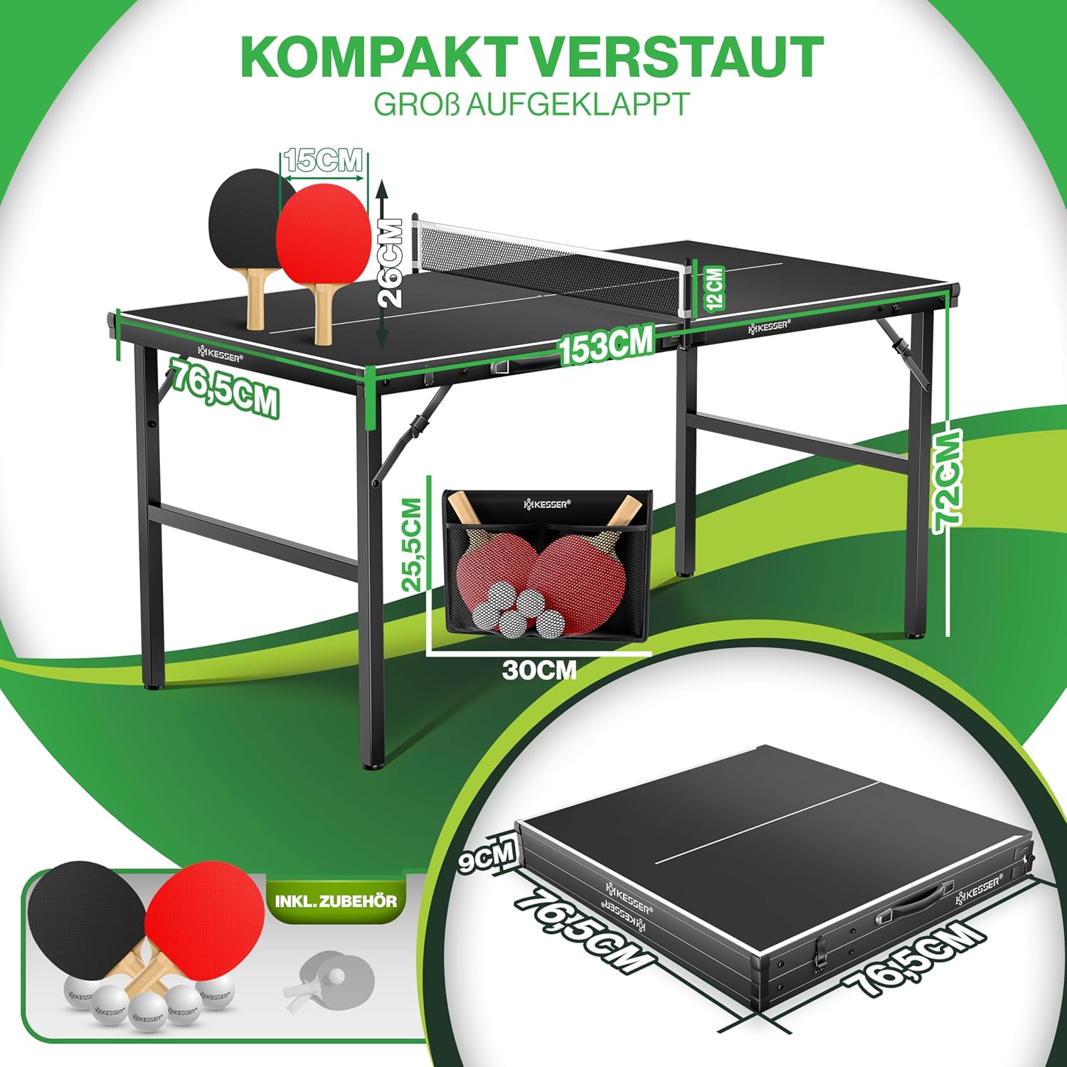Thumbnail 5 de KESSER® Tischtennisplatte Mini 153 × 76,5 cm 🏓