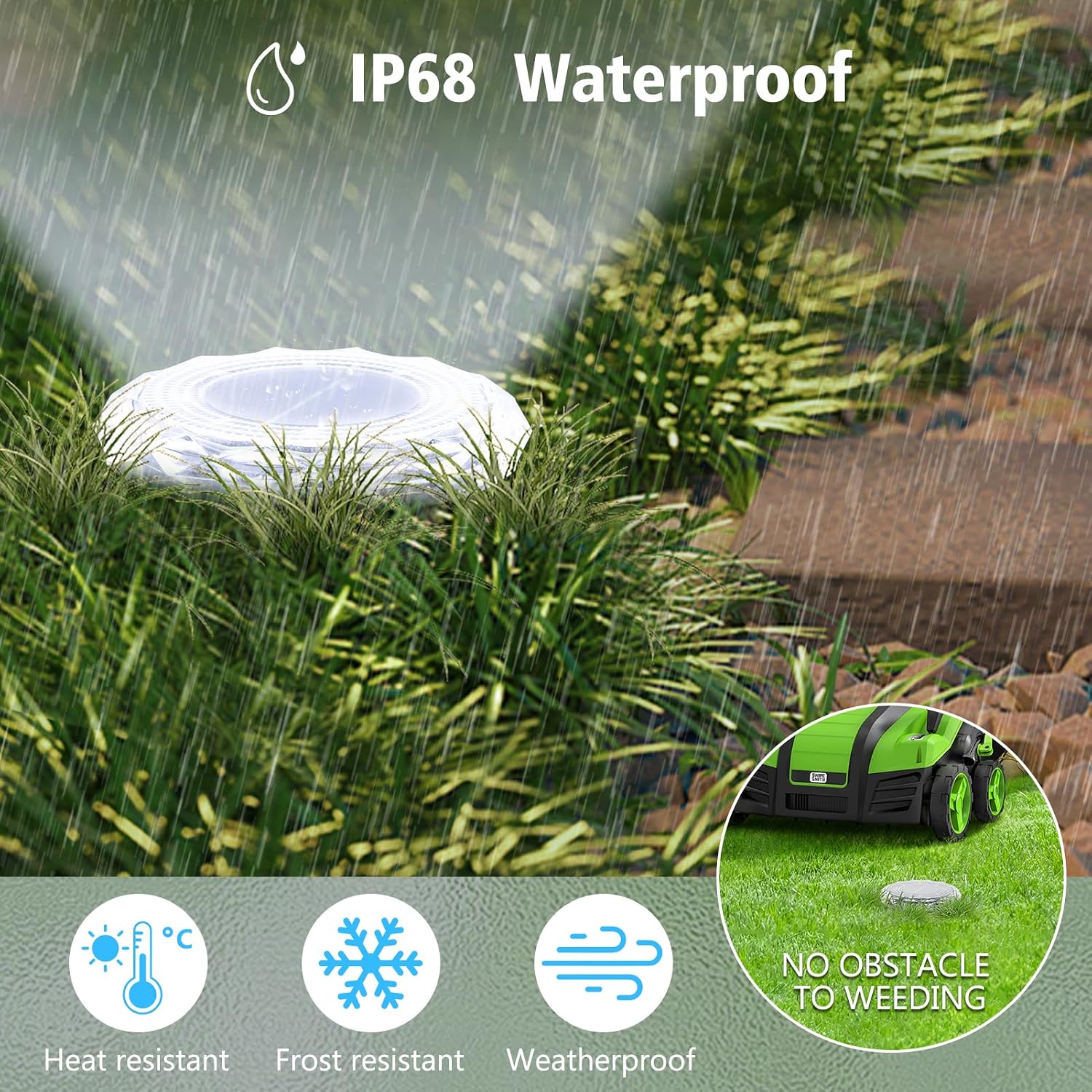 Detalle de echosari Solar Ground Lights 12 Pack – Auto ON/OFF IP65 cool white driveway and pathway garden lights