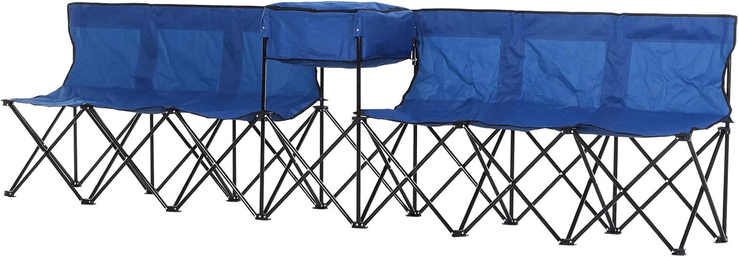 Outsunny 6‑Seat Folding Sports Bench with Cooler Bag 💺