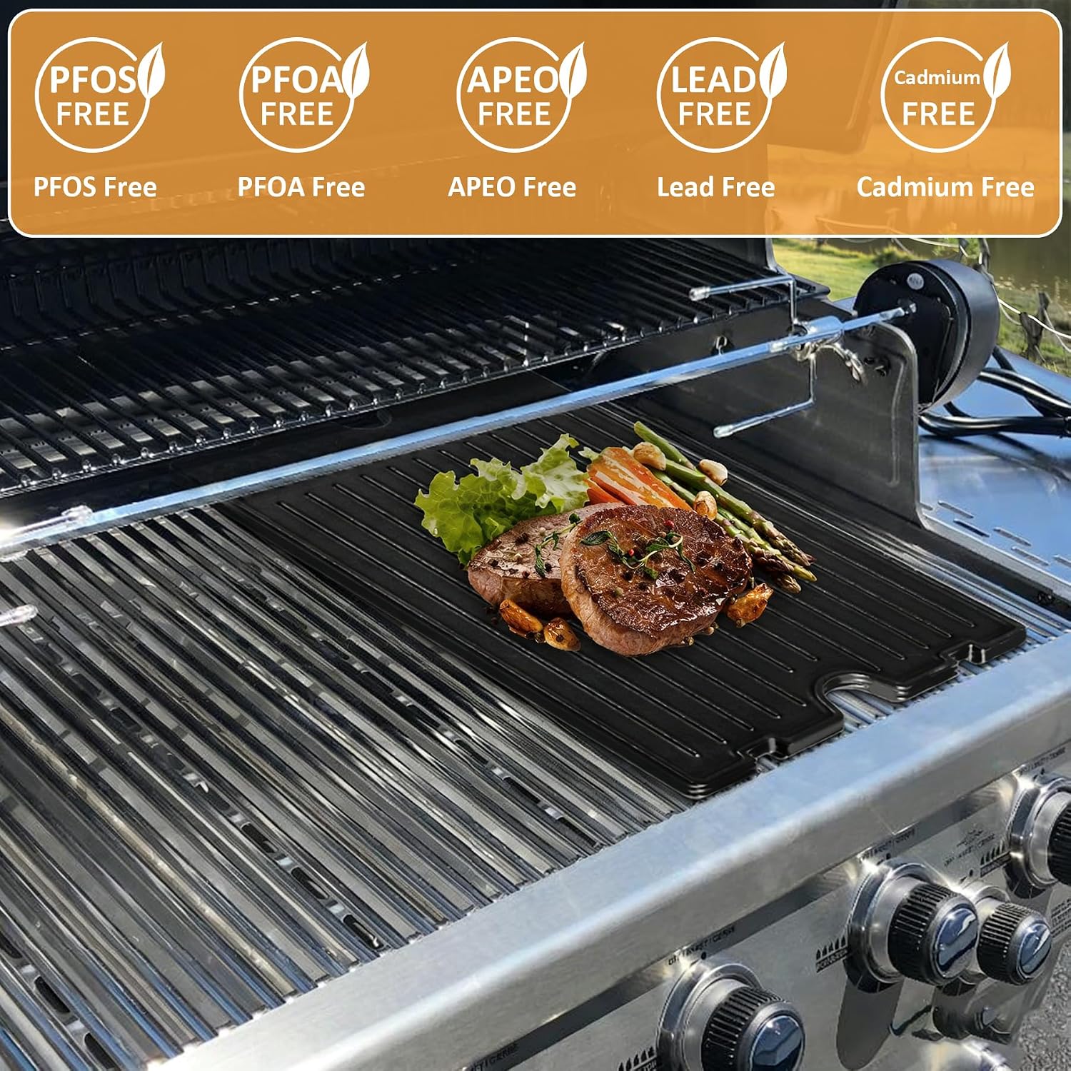 Thumbnail 6 de SafBbcue Smooth +Ridged Surface Reversible Cast-Iron Griddle, 11239 Replacement