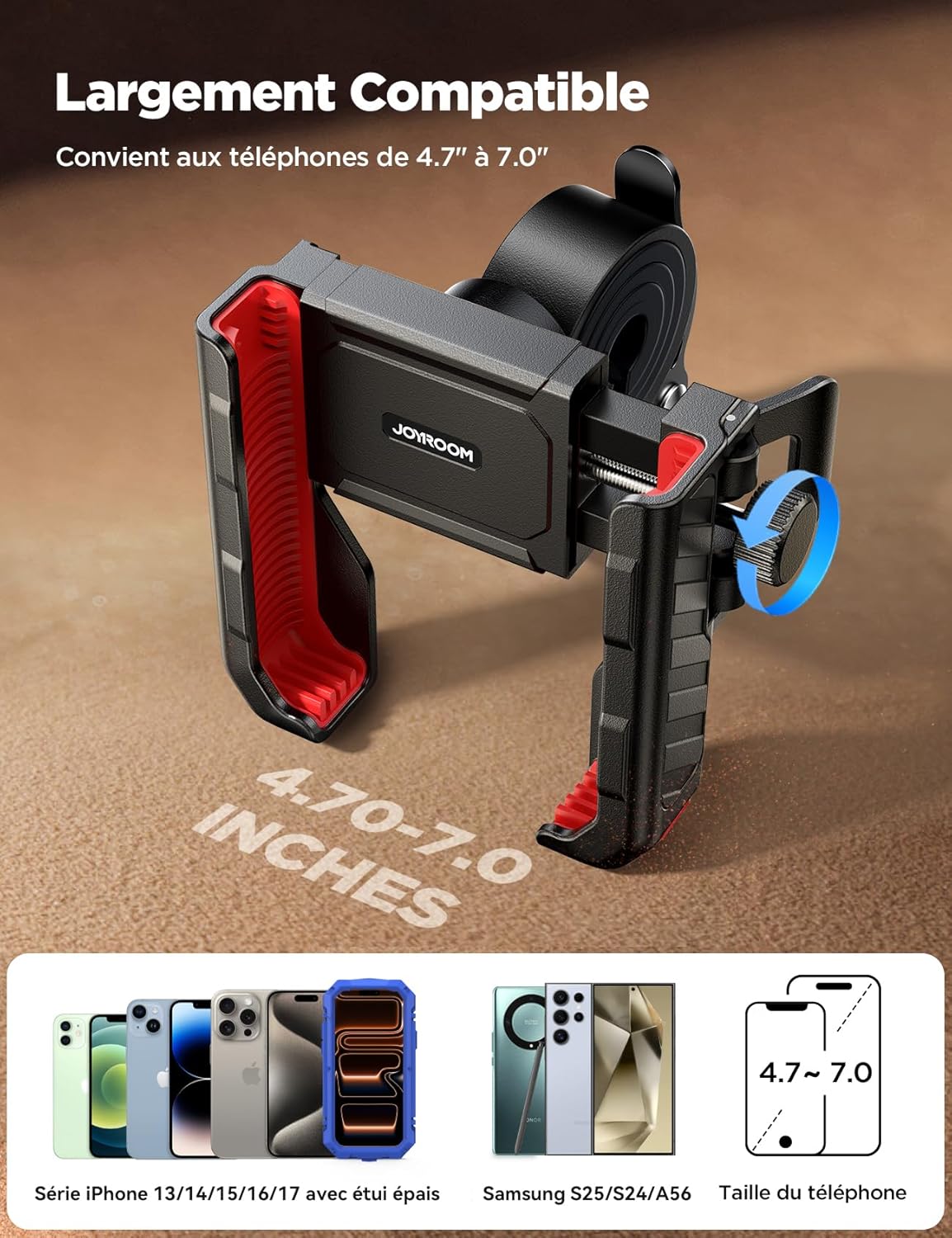 Thumbnail 5 de Support téléphone moto JOYROOM avec absorption des chocs et fixation 1 seconde (universel iPhone 4,7"-7")