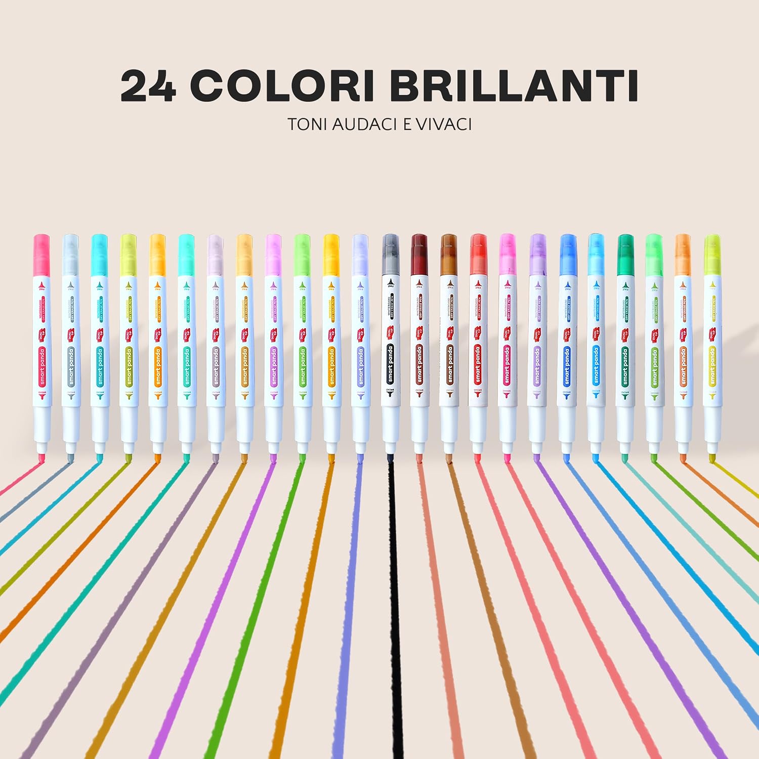 Detalle 2 de Smart Panda Pennarelli Lavagna Bianca 24 colori 🖊