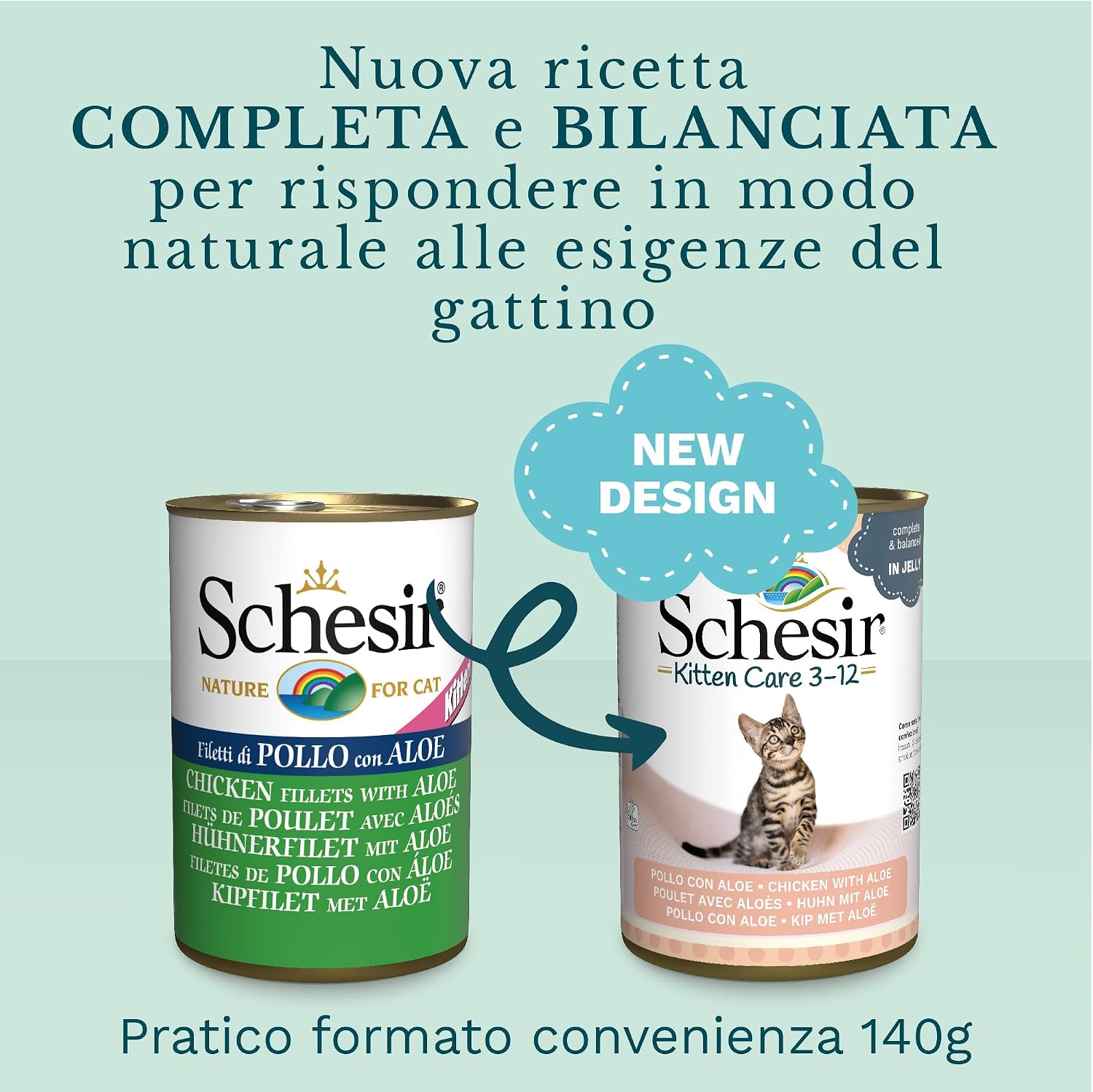 Detalle de Schesir Cat Kitten Tonno – Cibo Umido per Gattini, 20 Sacchetti da 85 g