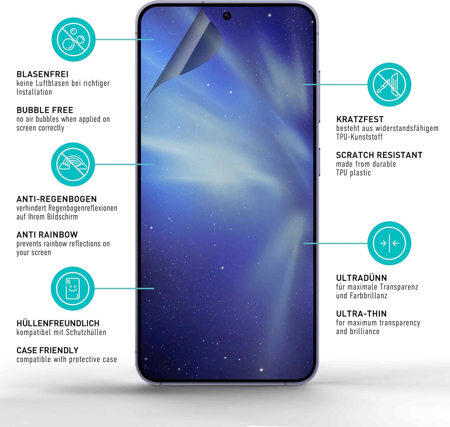 Thumbnail 4 de SmarTect TPU Privacy Screen Protector for Samsung Galaxy S25, 2-Pack