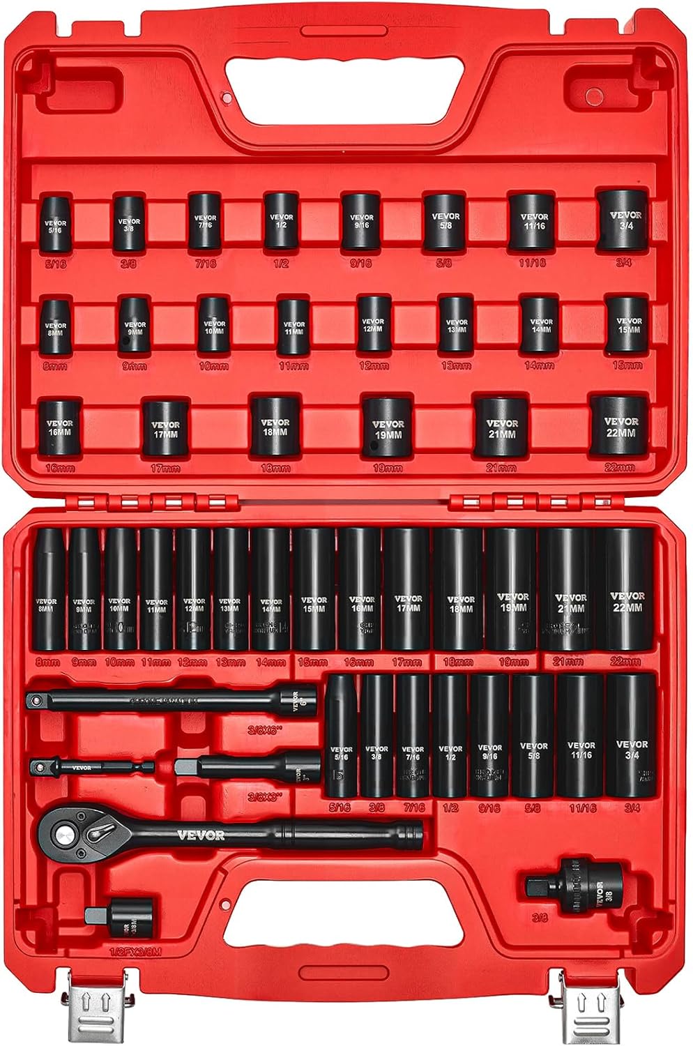 Detalle de VEVOR 50-Piece 3/8 Drive Socket Set
