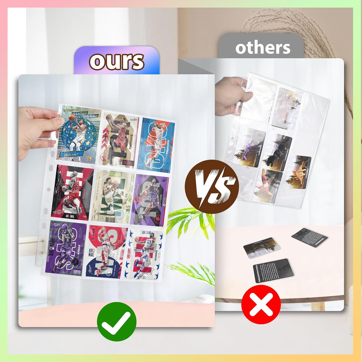 Detalle 1 de Ouxayapl samlarkortsfickor, 60-pack med dubbelsidiga 9-ficksblad i PP