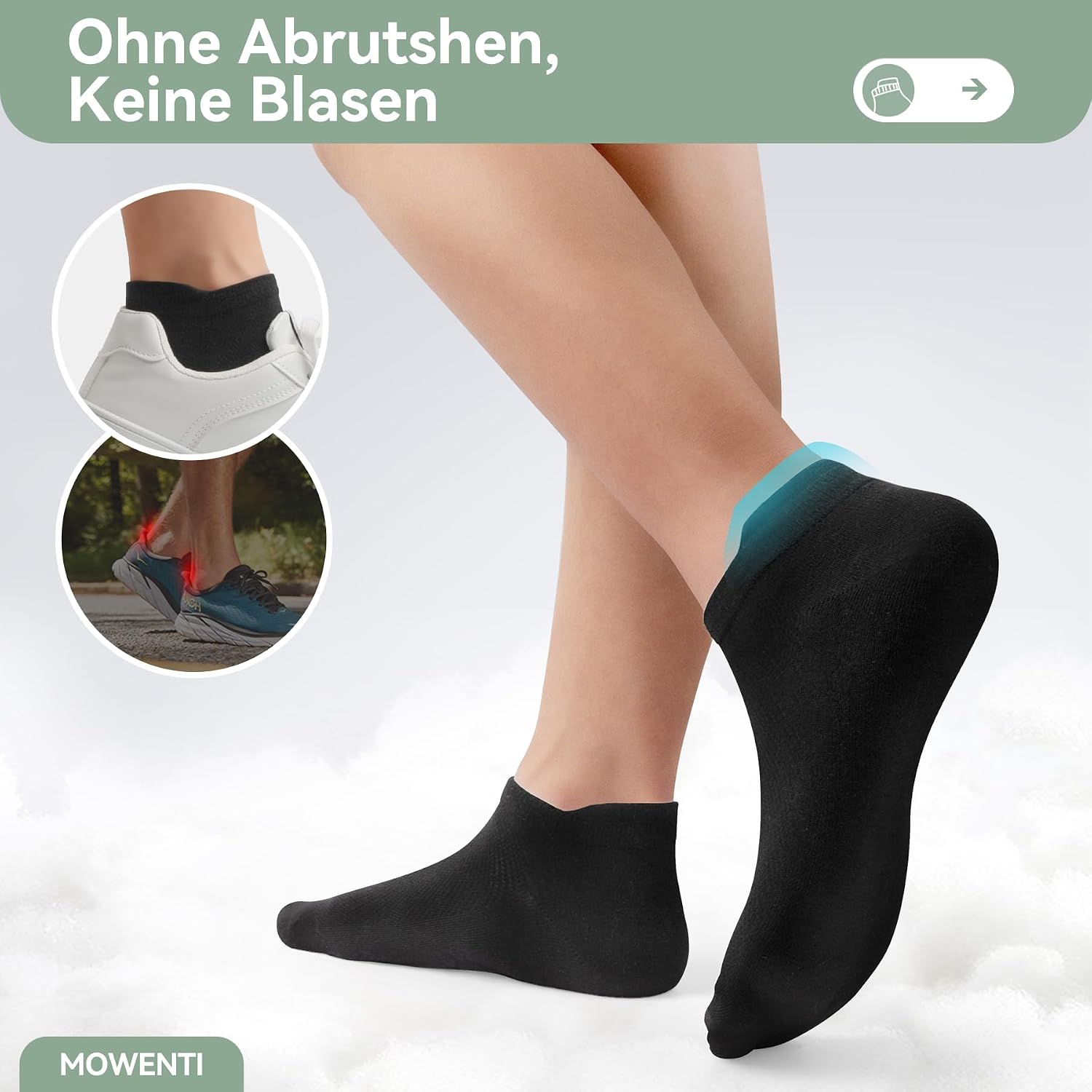 Detalle de Mowenti 10 Paar Sneaker Socken Herren & Damen – atmungsaktive Sportsocken (Unisex)