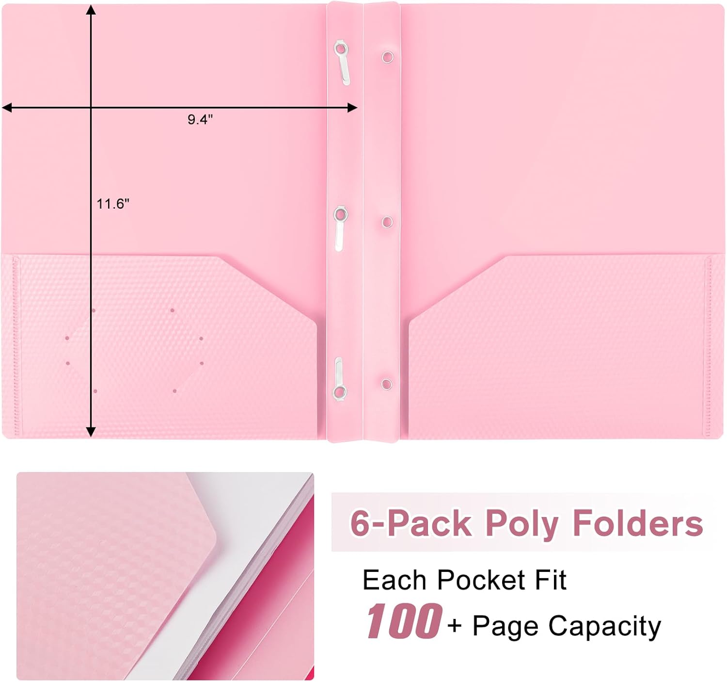Detalle 2 de EEHZTSI 60-Pack 2-Pocket 3-Prong Folders 9.4x11.6"