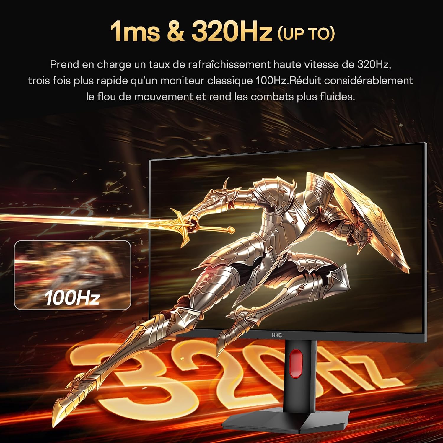 Detalle 2 de HKC 27 pouces — Écran gaming QHD 300 Hz (320 Hz en overclock), Fast IPS, HDR400, 1 ms, 95% DCI-P3