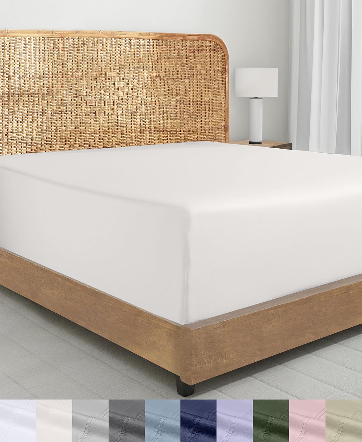 Detalle de California Design Den 840307193278 Twin Fitted Sheet, Organic Cotton Percale
