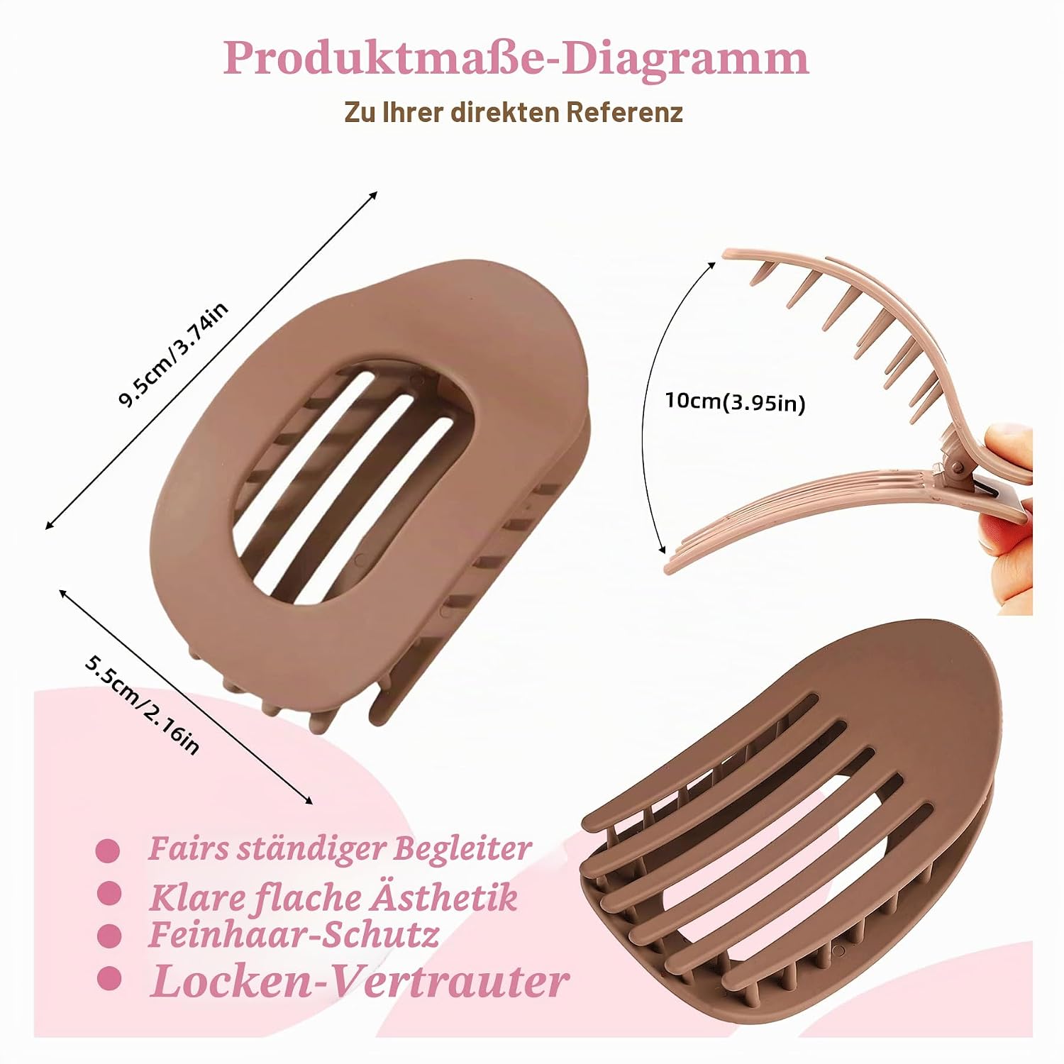 Detalle de 8 Stück Flache Haarklammer Set mit Entenschnabel – Rutschfeste Clips in vielseitigen Farben