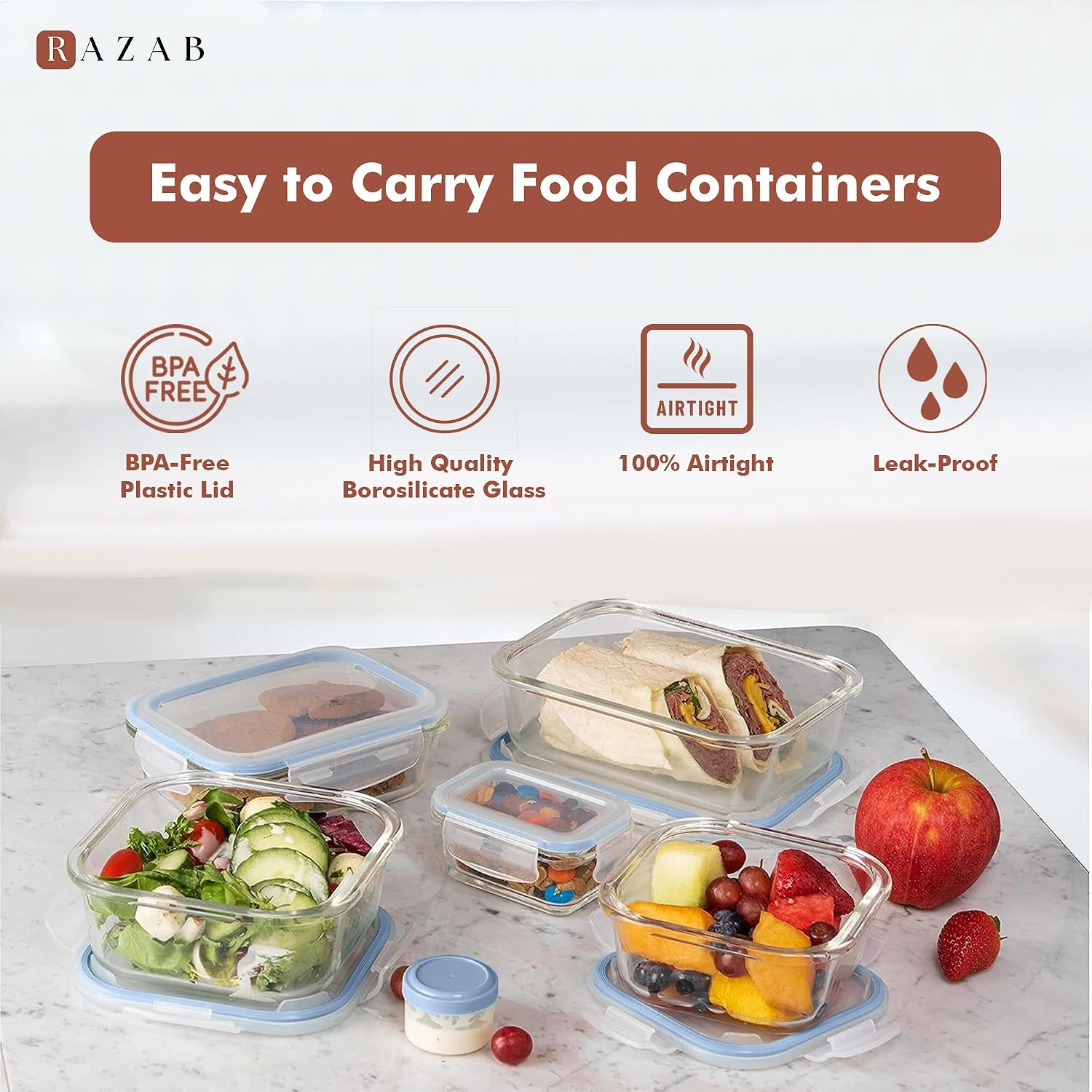 Thumbnail 6 de Razab 35 Pc Glass Food Storage Set with Lids for Meal Prep